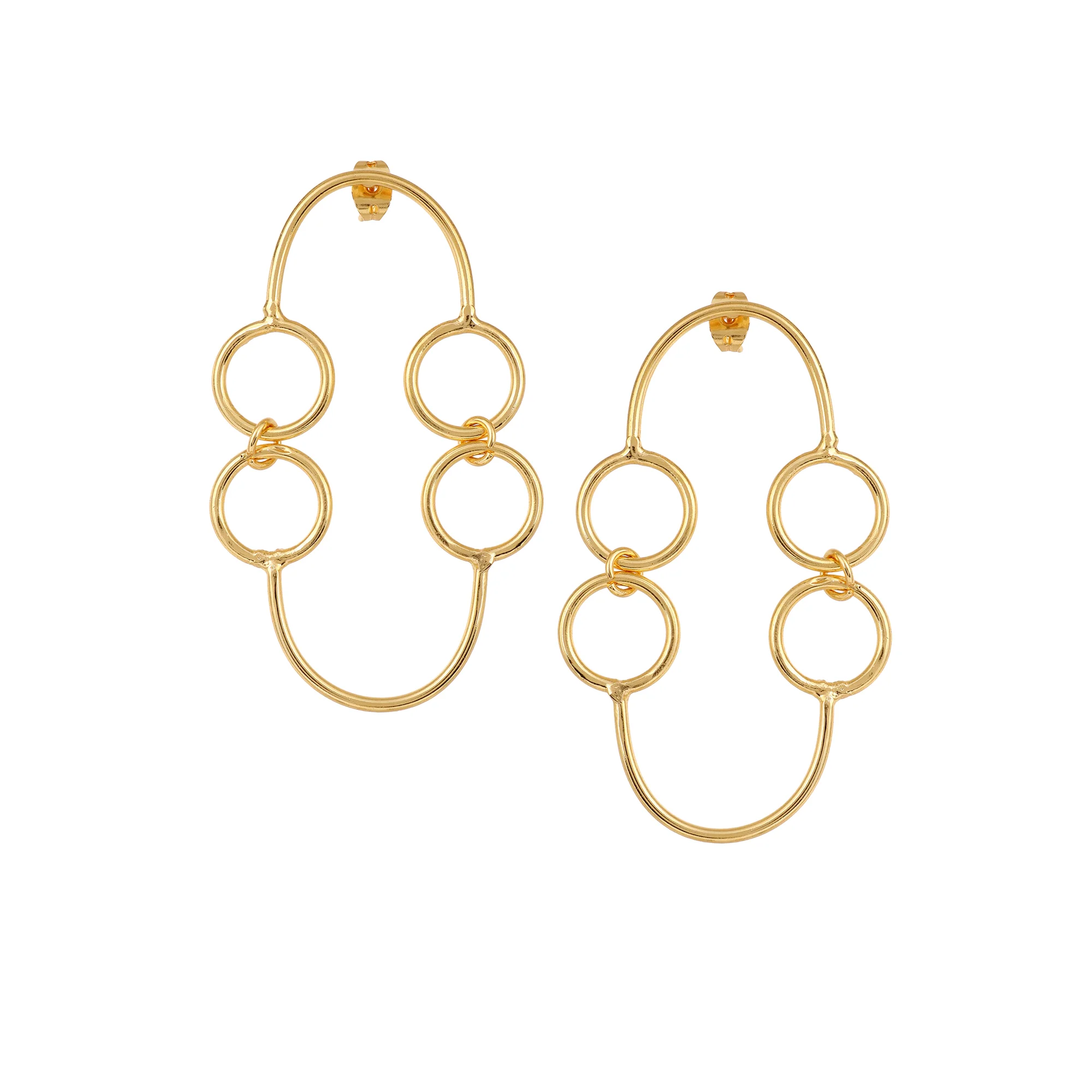 Beautiful Round Matte Gold Finish Earrings - Image 2