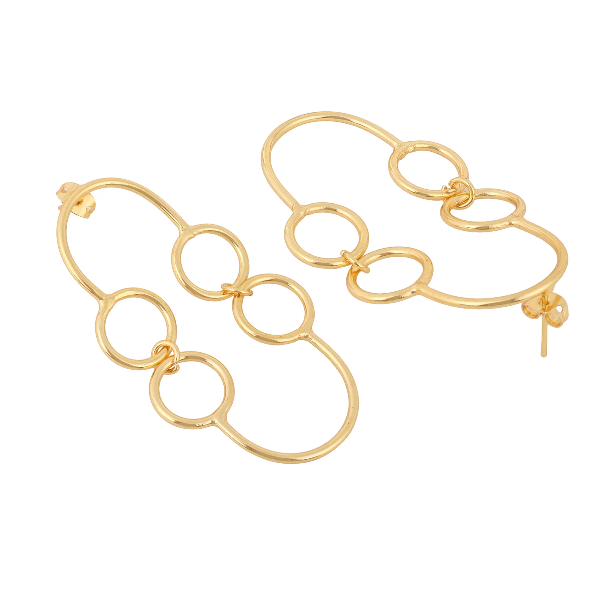 Beautiful Round Matte Gold Finish Earrings - Image 3