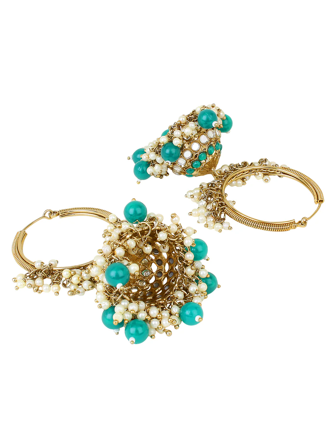 Beautiful Jhumki Earring with Gajra and Mirrorwork  by Leshya - Image 3