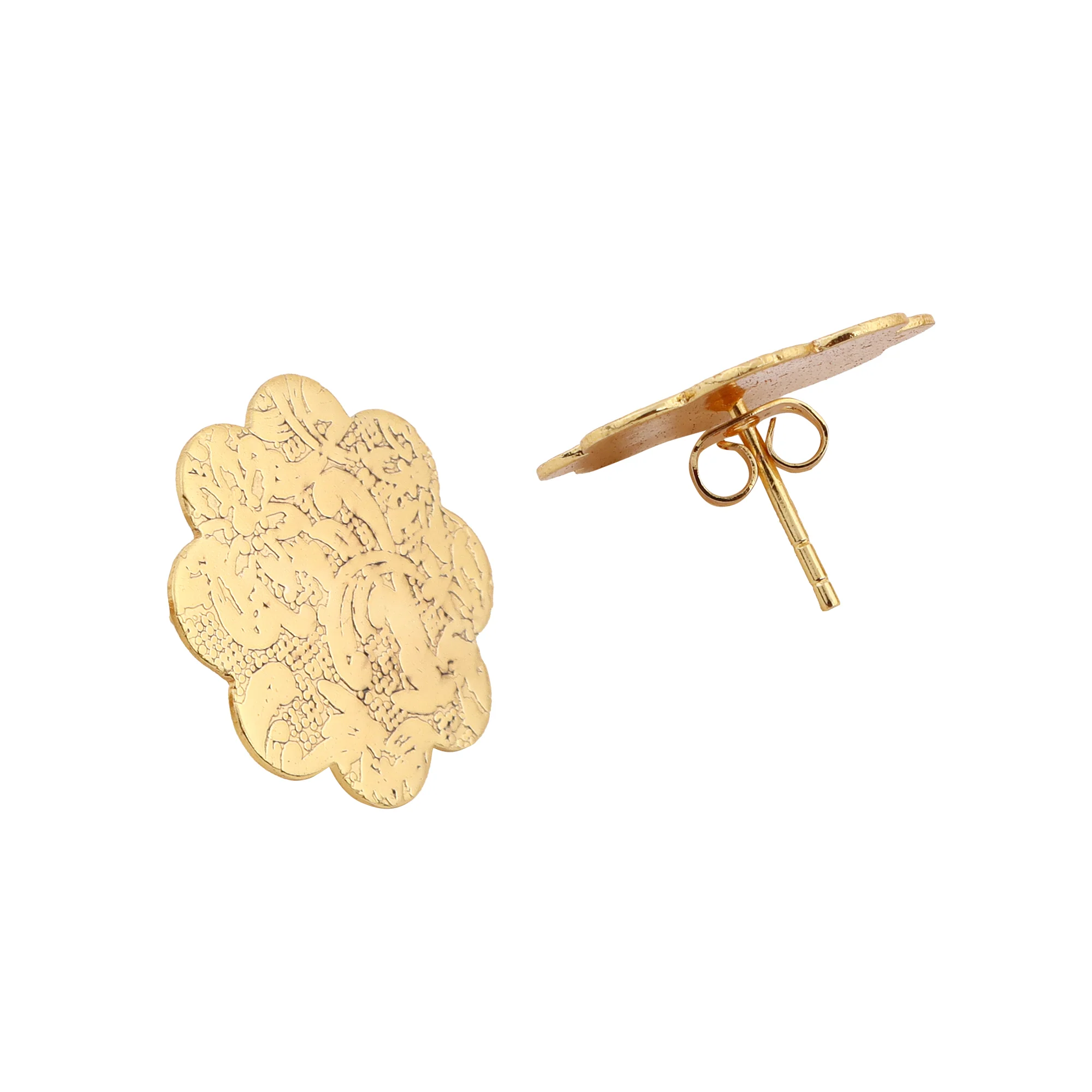 Textured Matte Gold Finish Earrings - Image 2