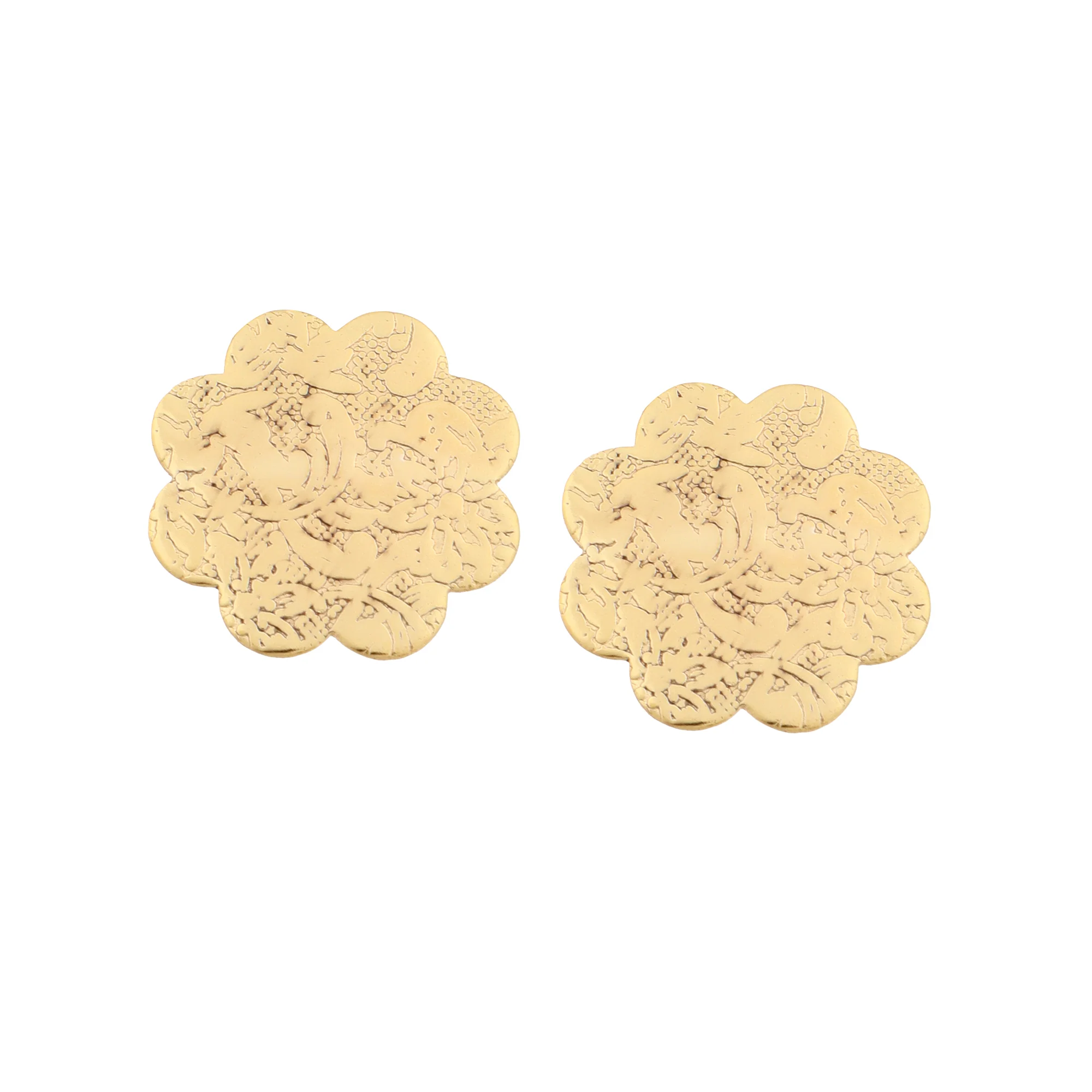 Textured Matte Gold Finish Earrings - Image 3