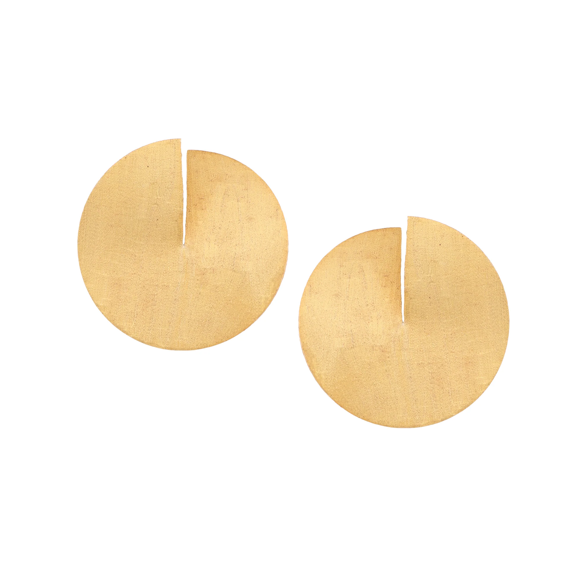 Beautiful Round Matte Gold Finish Earrings - Image 2