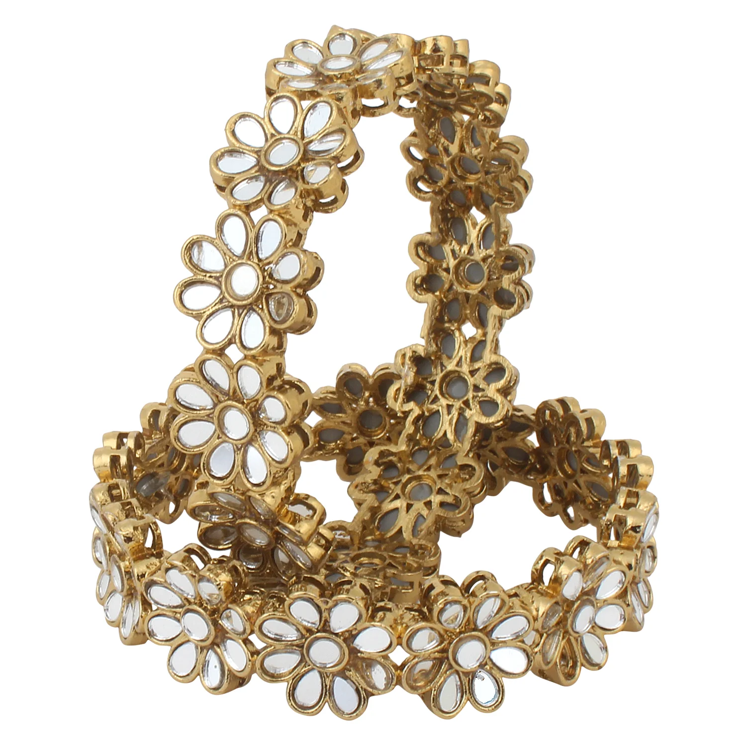 Beautiful Mirror Flower Kada Pair by Leshya - Image 3