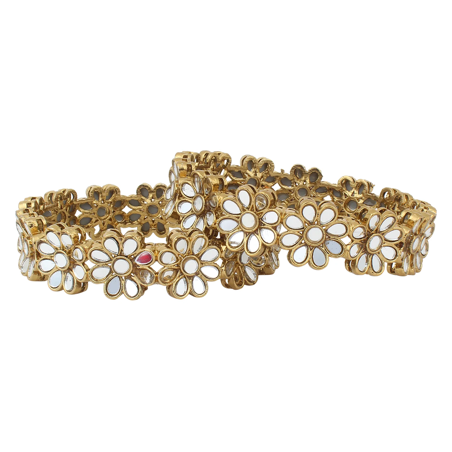 Beautiful Mirror Flower Kada Pair by Leshya - Image 5