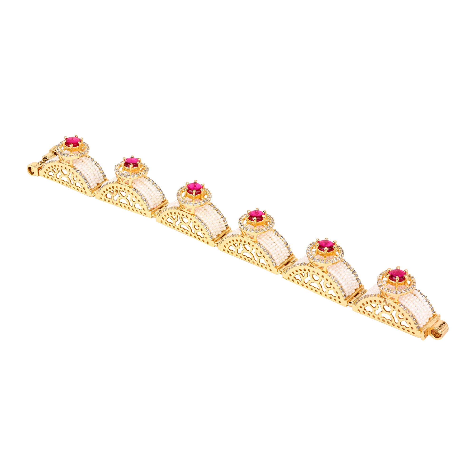 Beautiful Red stone Beaded chain bracelet - Image 3