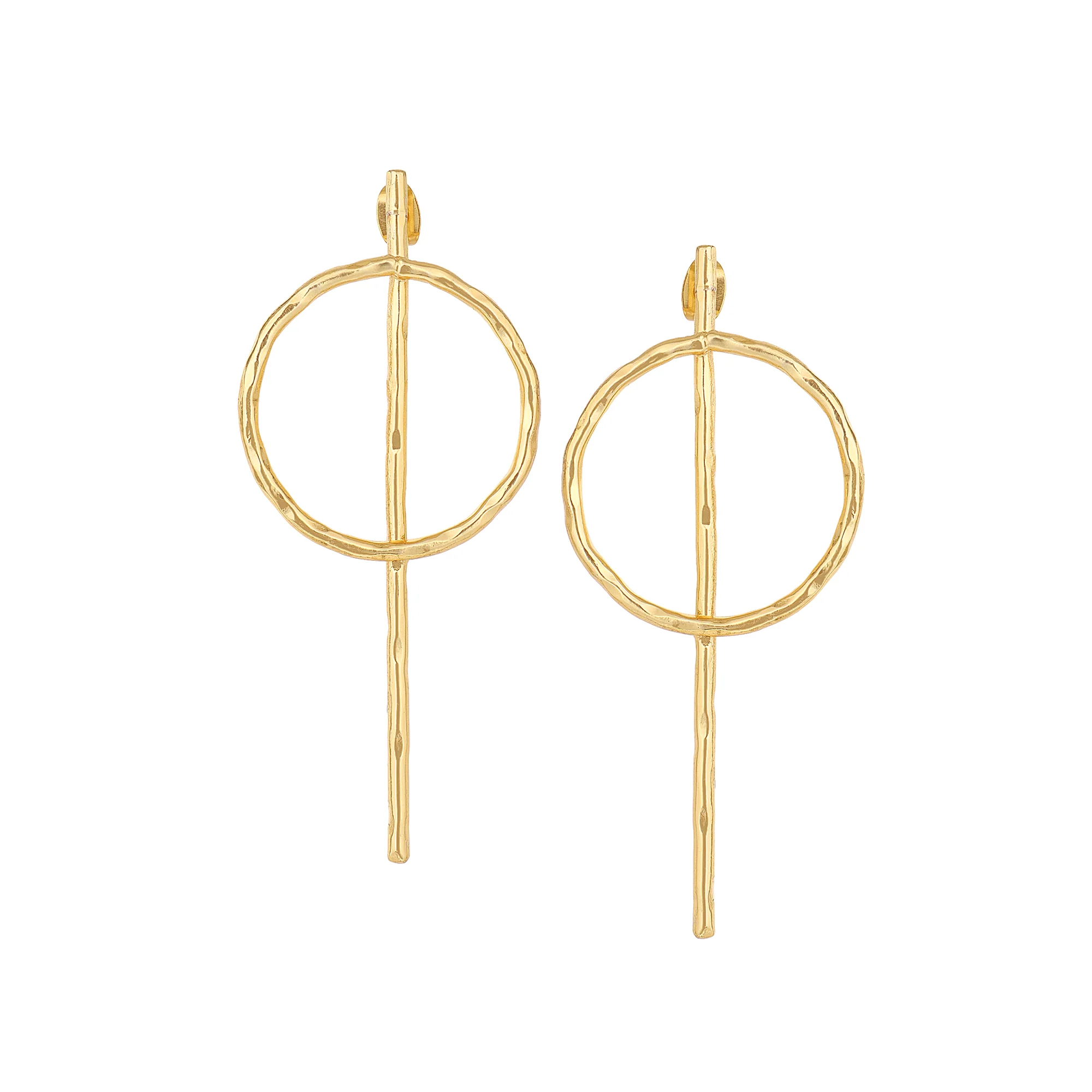 Beautiful Round Matte Gold Finish Earrings - Image 2