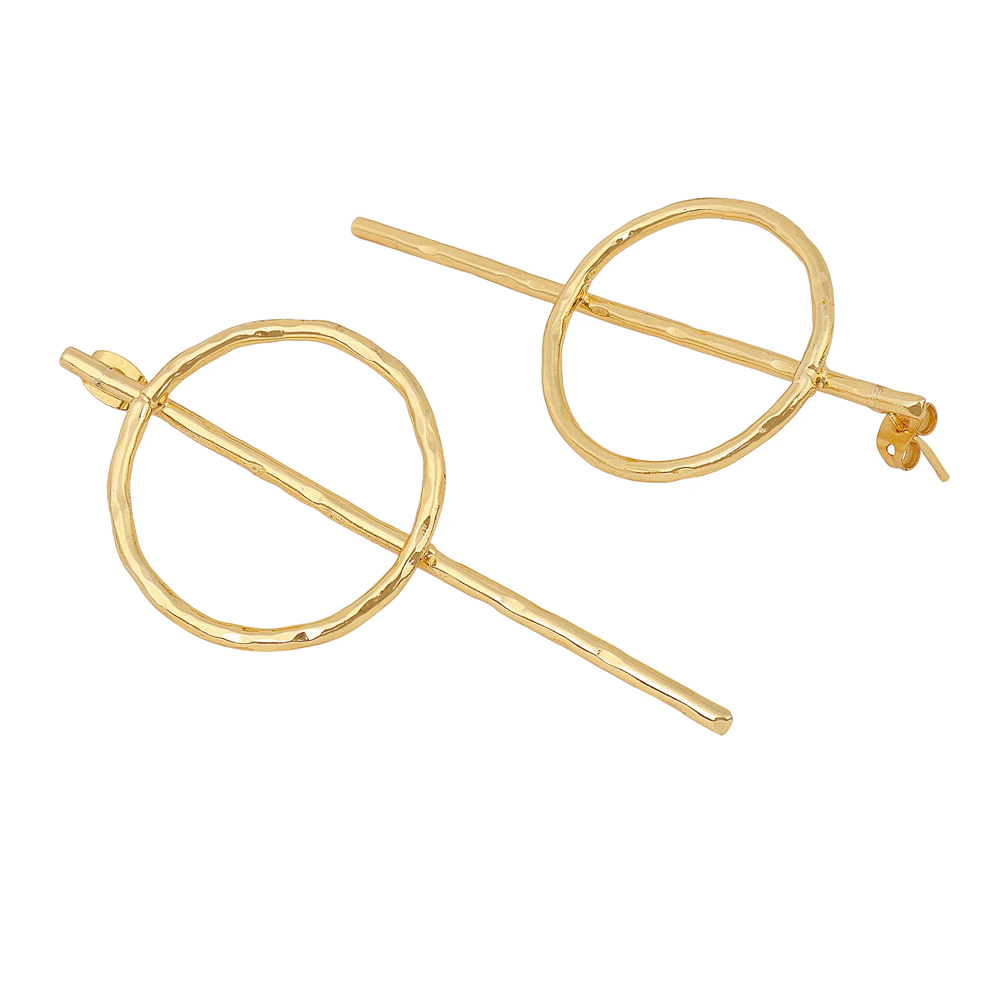 Beautiful Round Matte Gold Finish Earrings - Image 3