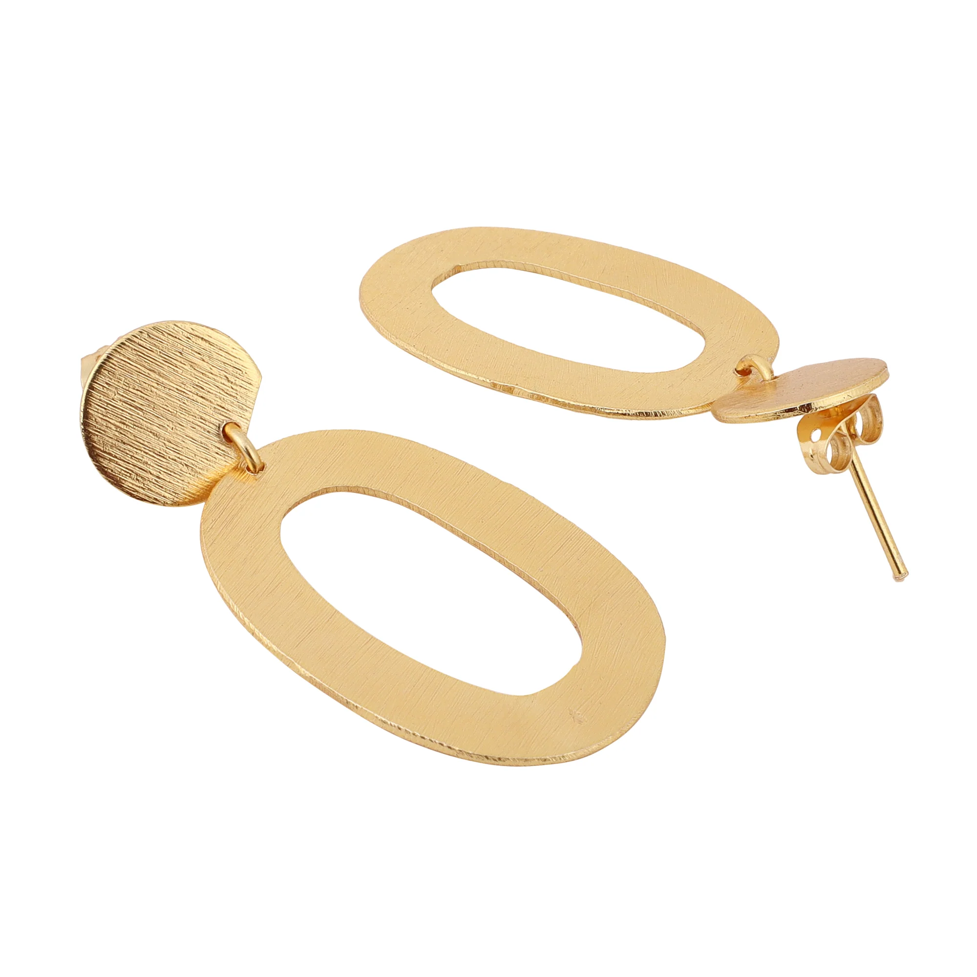 Beautiful Loop Matte Gold Finish Earrings - Image 3
