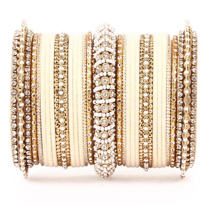Set of 2 Beautiful Velvet Bangle And Pearl Bangle Set - Image 11