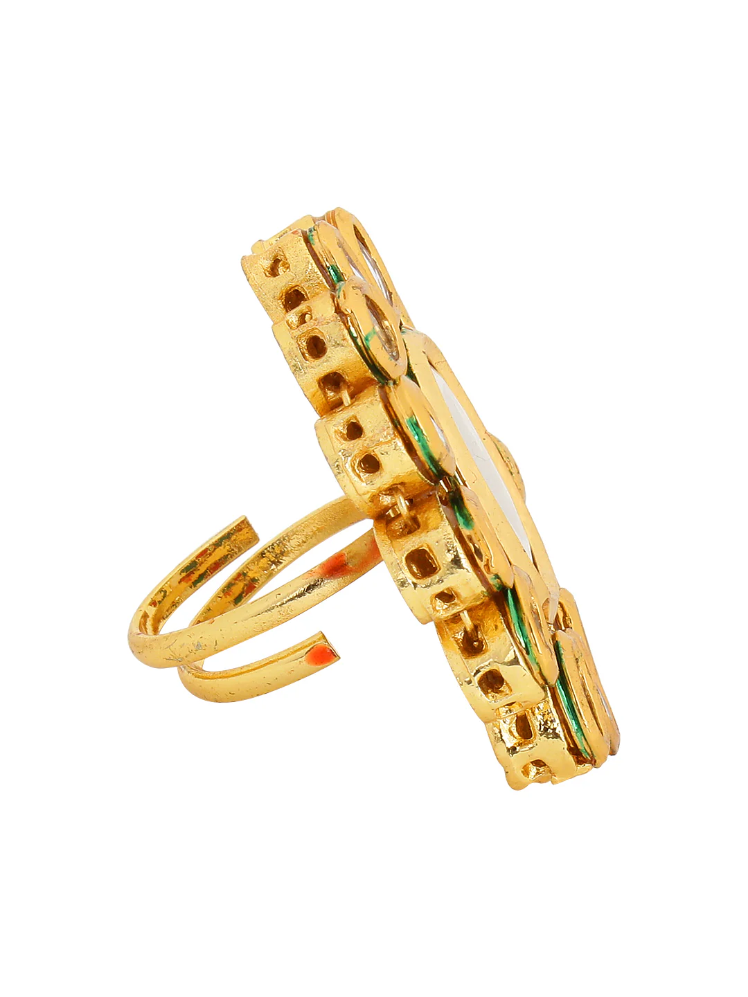 Big Kundan Free Size Ring by Leshya - Image 3
