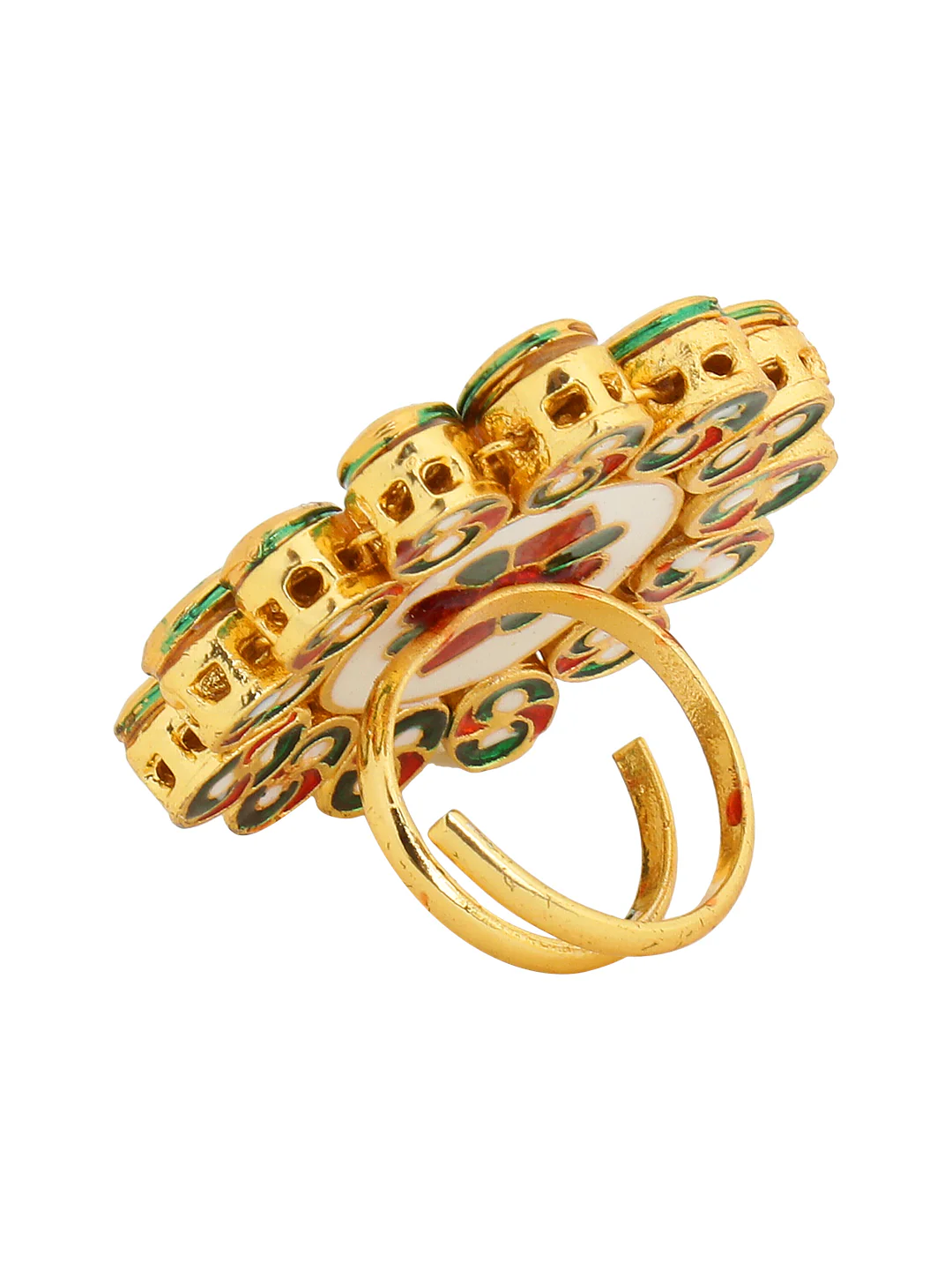 Big Kundan Free Size Ring by Leshya - Image 4
