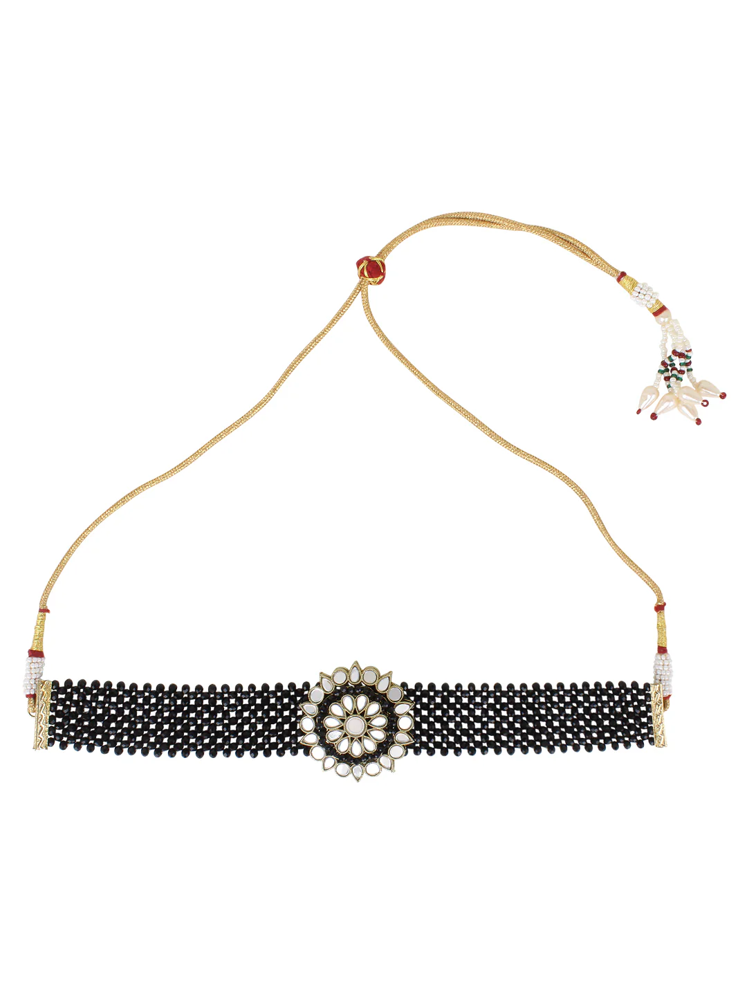 Black Choker Set & Earring with Mirrorwork by Leshya - Image 3
