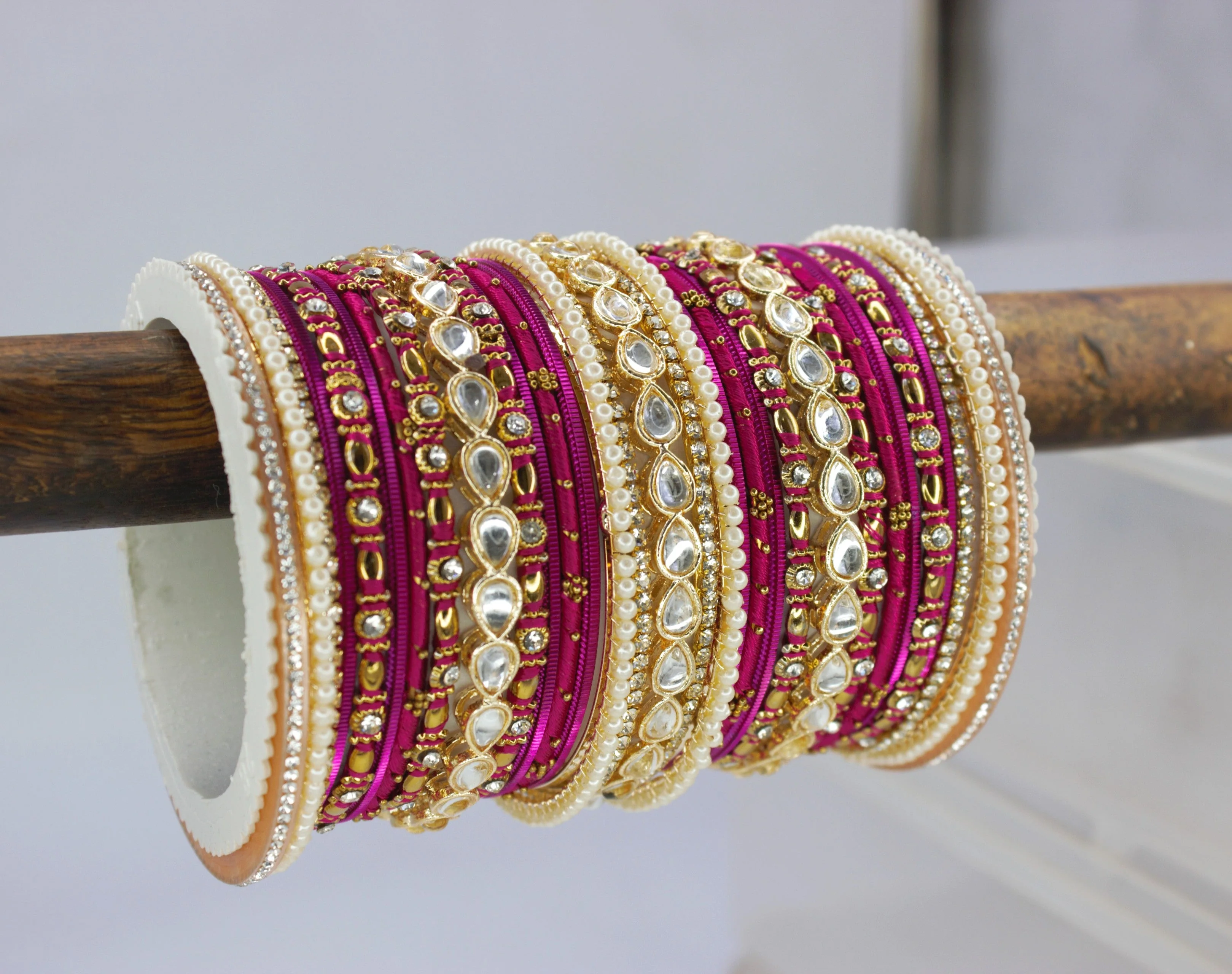 Bridal Bangle Set with Kundan Kangan by Leshya - Image 8