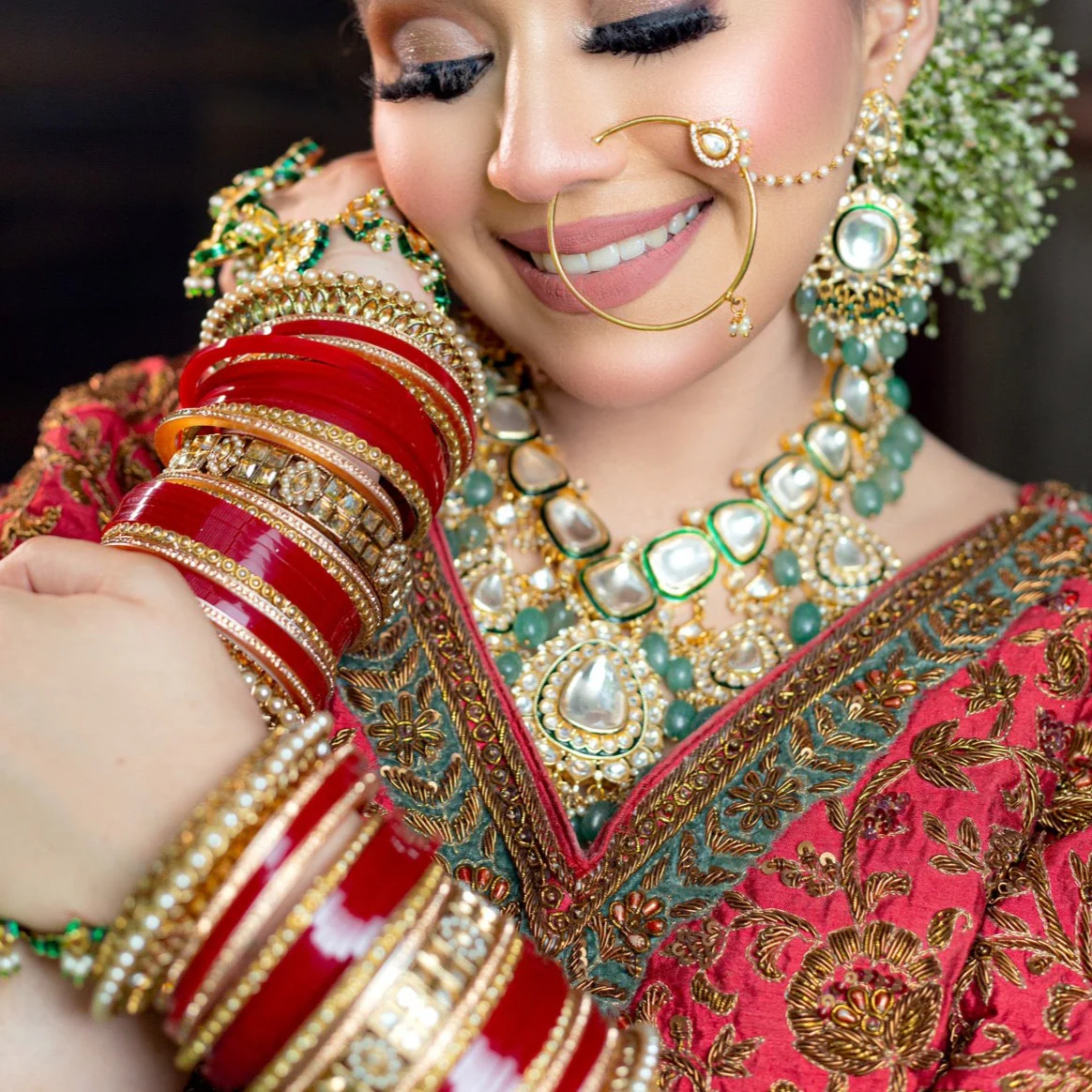 Bridal Chura with Traditional Stone Kada and Pacheli Kada by Leshya - Image 3