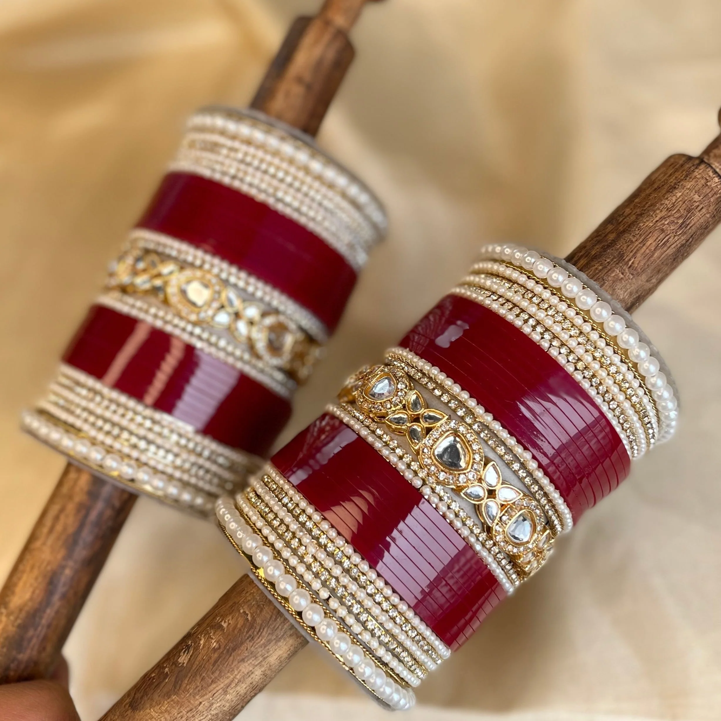 Bridal Chura with Center Kundan Kada by Leshya - Image 2
