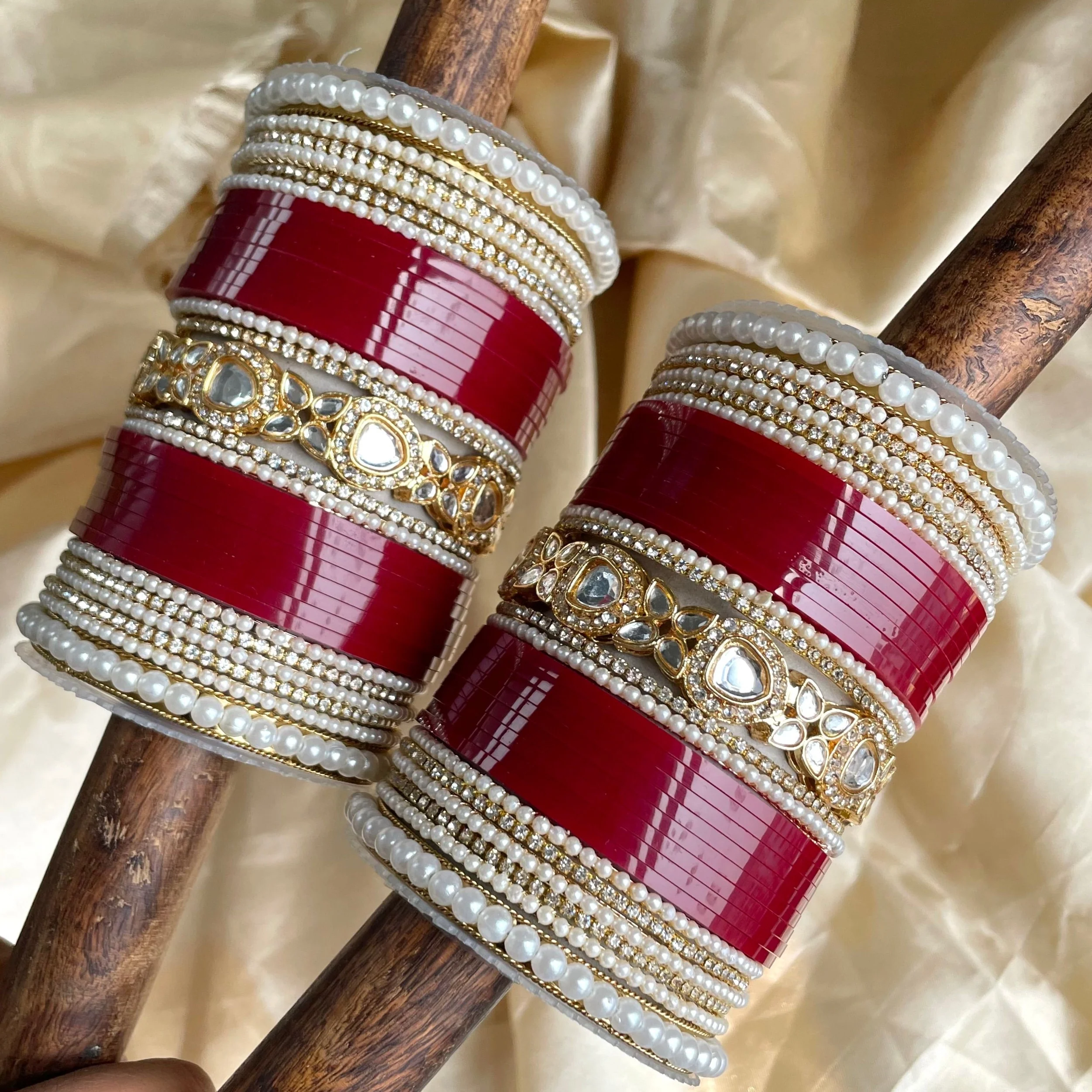 Bridal Chura with Center Kundan Kada by Leshya - Image 3