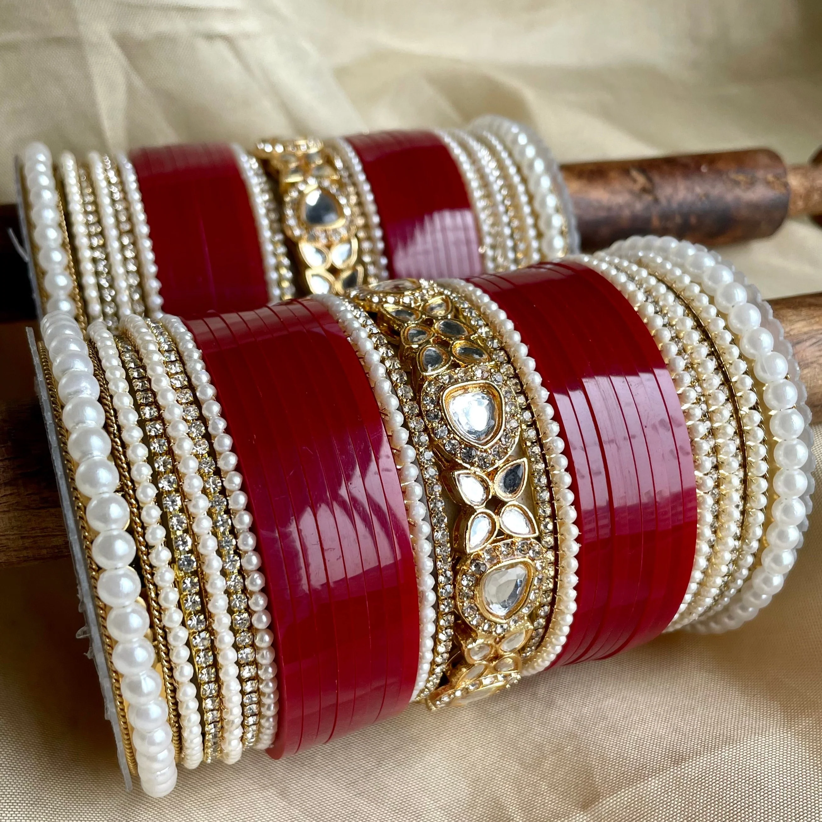 Bridal Chura with Center Kundan Kada by Leshya - Image 4