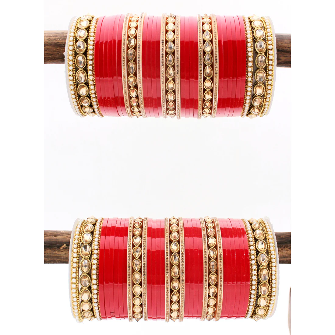 Bridal Chura with Golden Ambi shape Kundan Stone by Leshya - Image 2