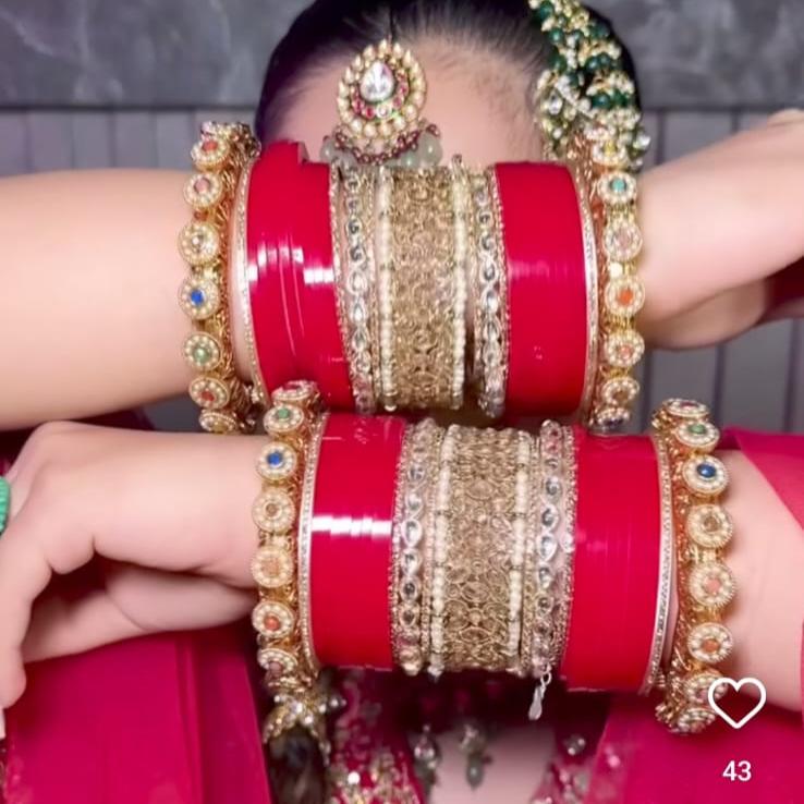Bridal Chura with Pacheli Rajwada Kada - Image 2