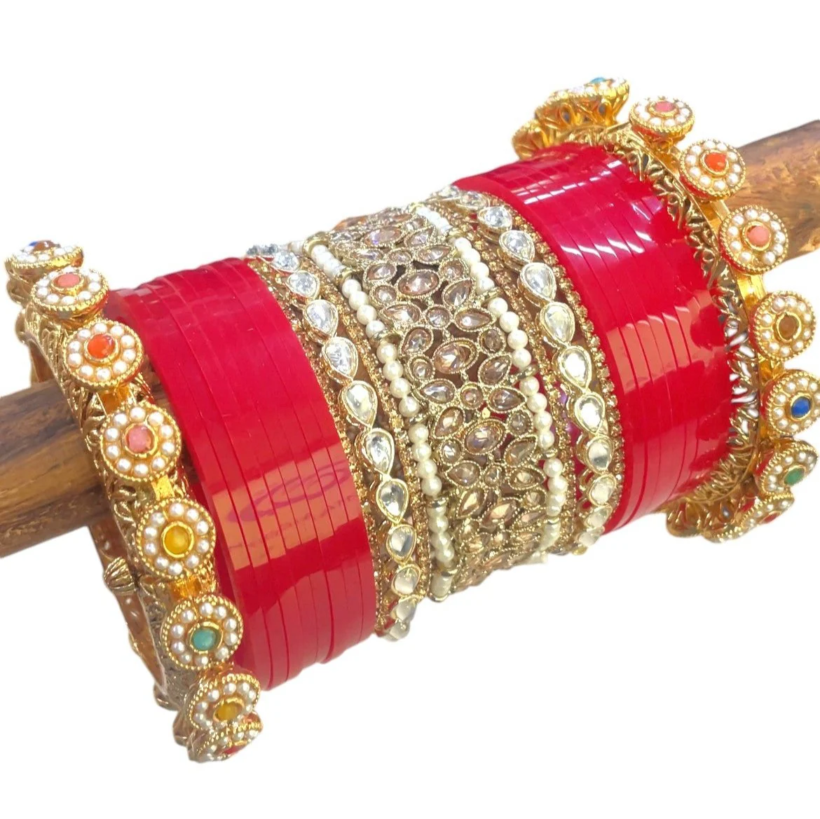 Bridal Chura with Pacheli Rajwada Kada - Image 3