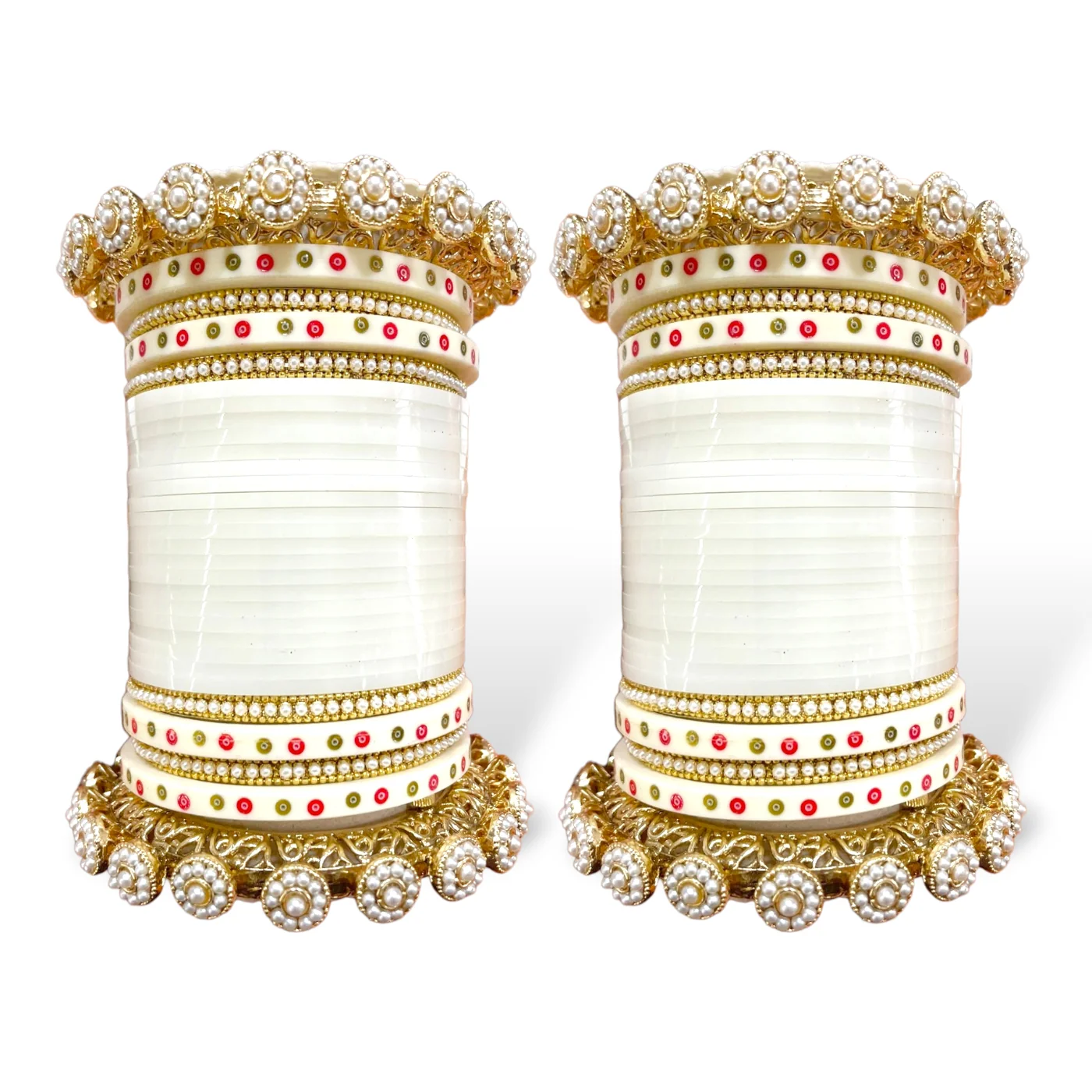 Bridal Chura with Pastel Colours and Pacheli Rajwada Kada - Image 5