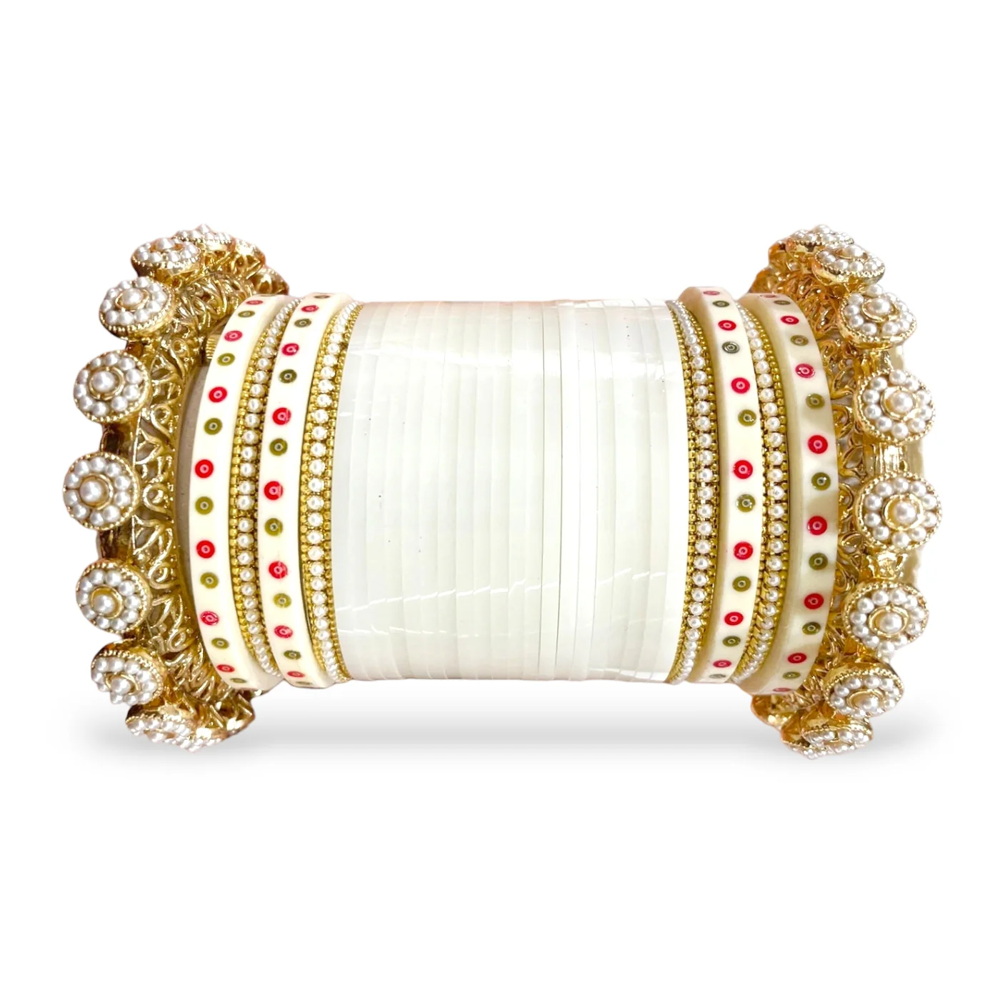 Bridal Chura with Pastel Colours and Pacheli Rajwada Kada - Image 7