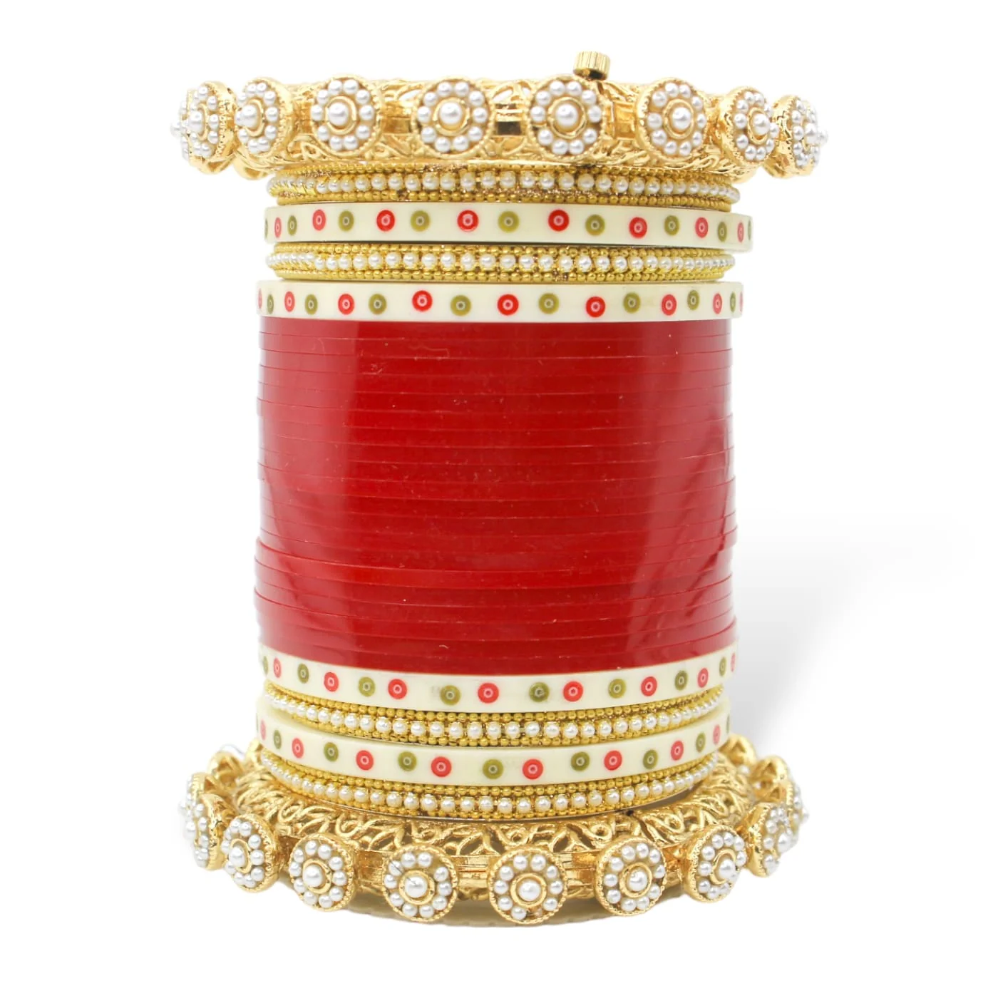 Bridal Chura with Pastel Colours and Pacheli Rajwada Kada - Image 9