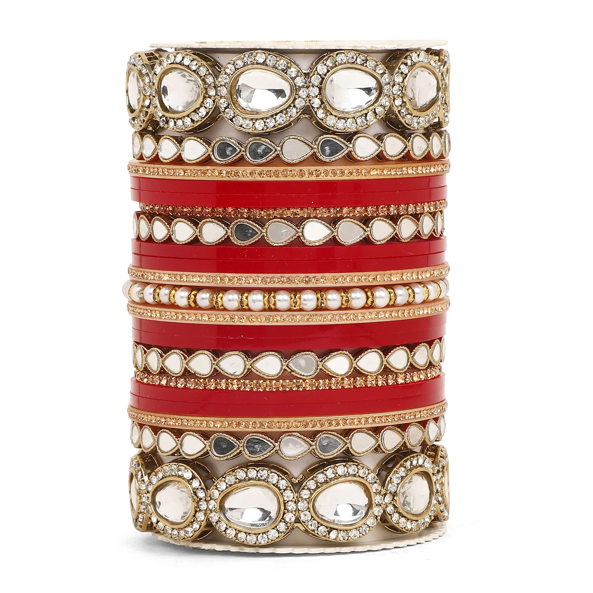 Bridal Chura with Ambi shaped Kundan Kada - Image 11