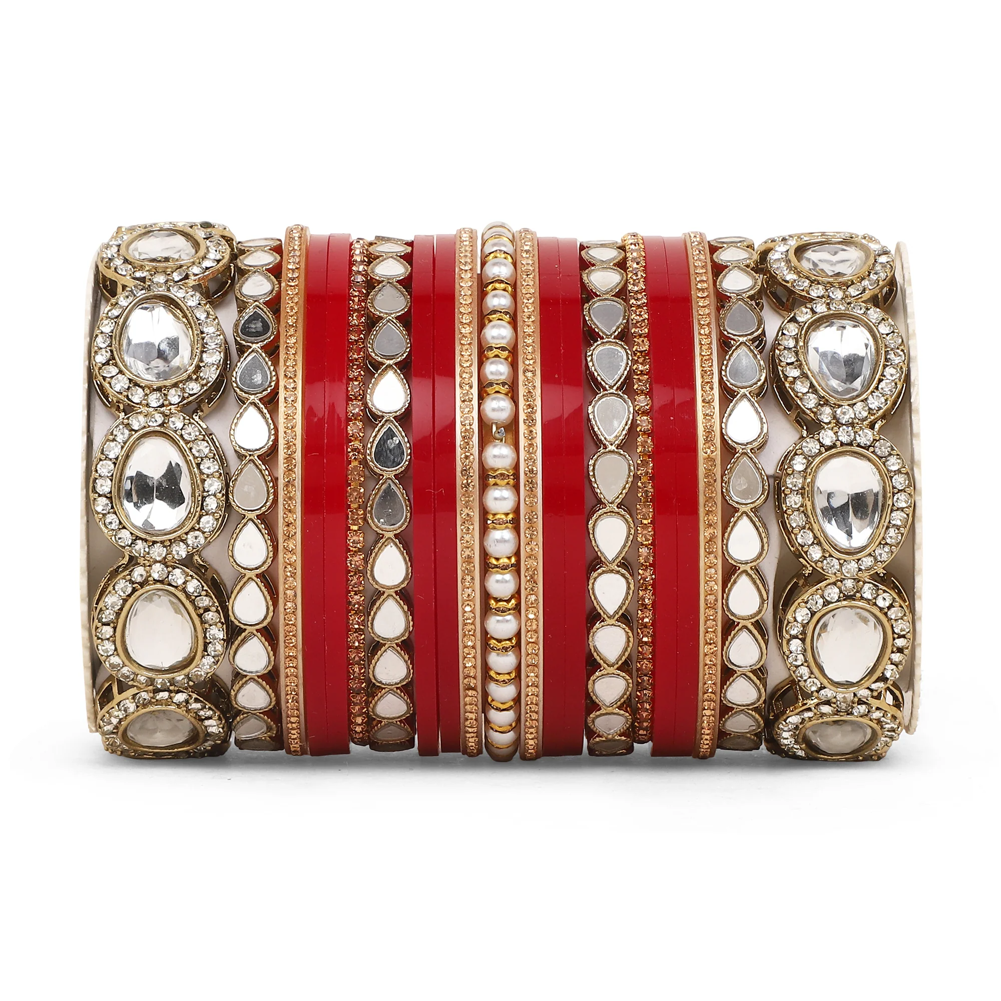 Bridal Chura with Ambi shaped Kundan Kada - Image 12