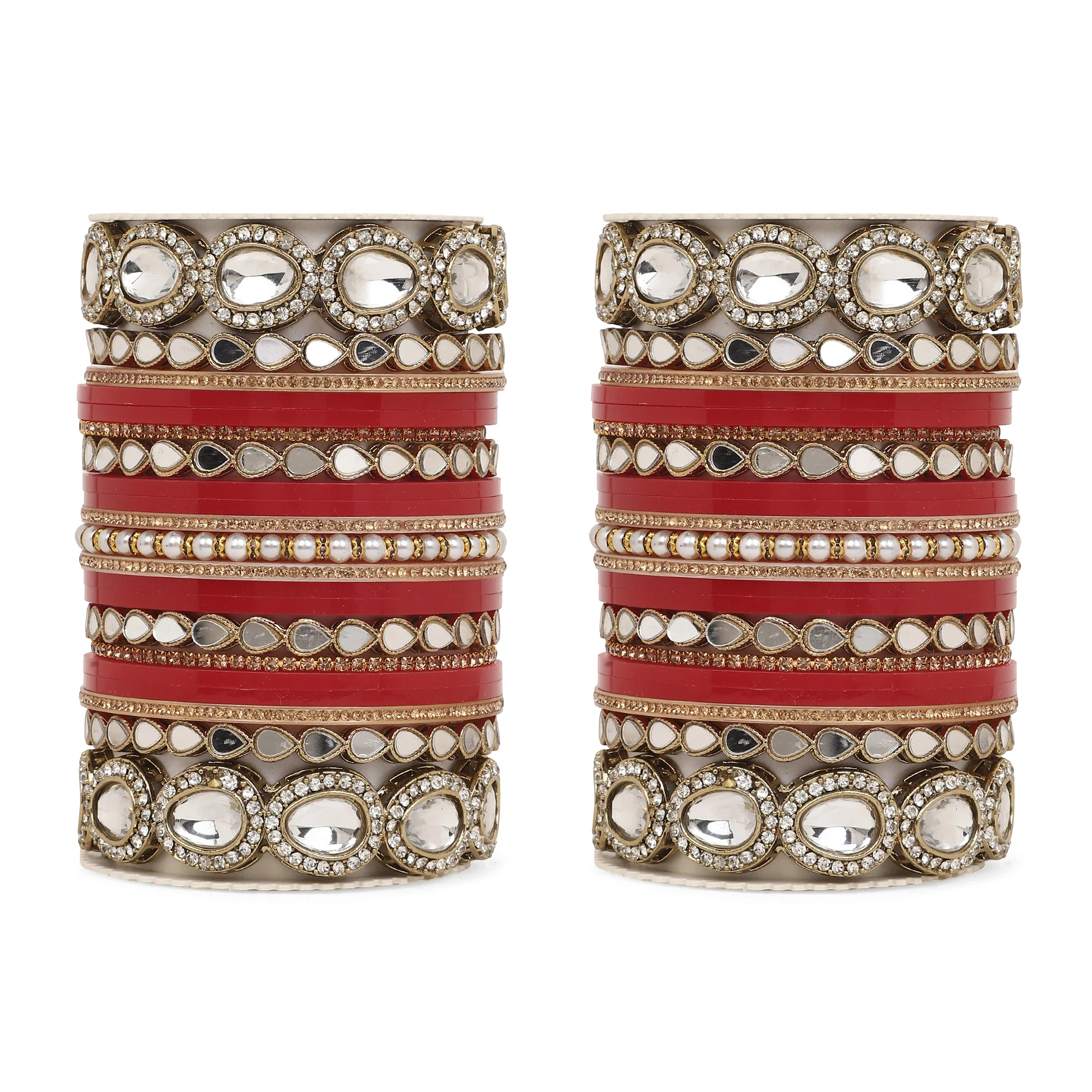 Bridal Chura with Ambi shaped Kundan Kada - Image 13
