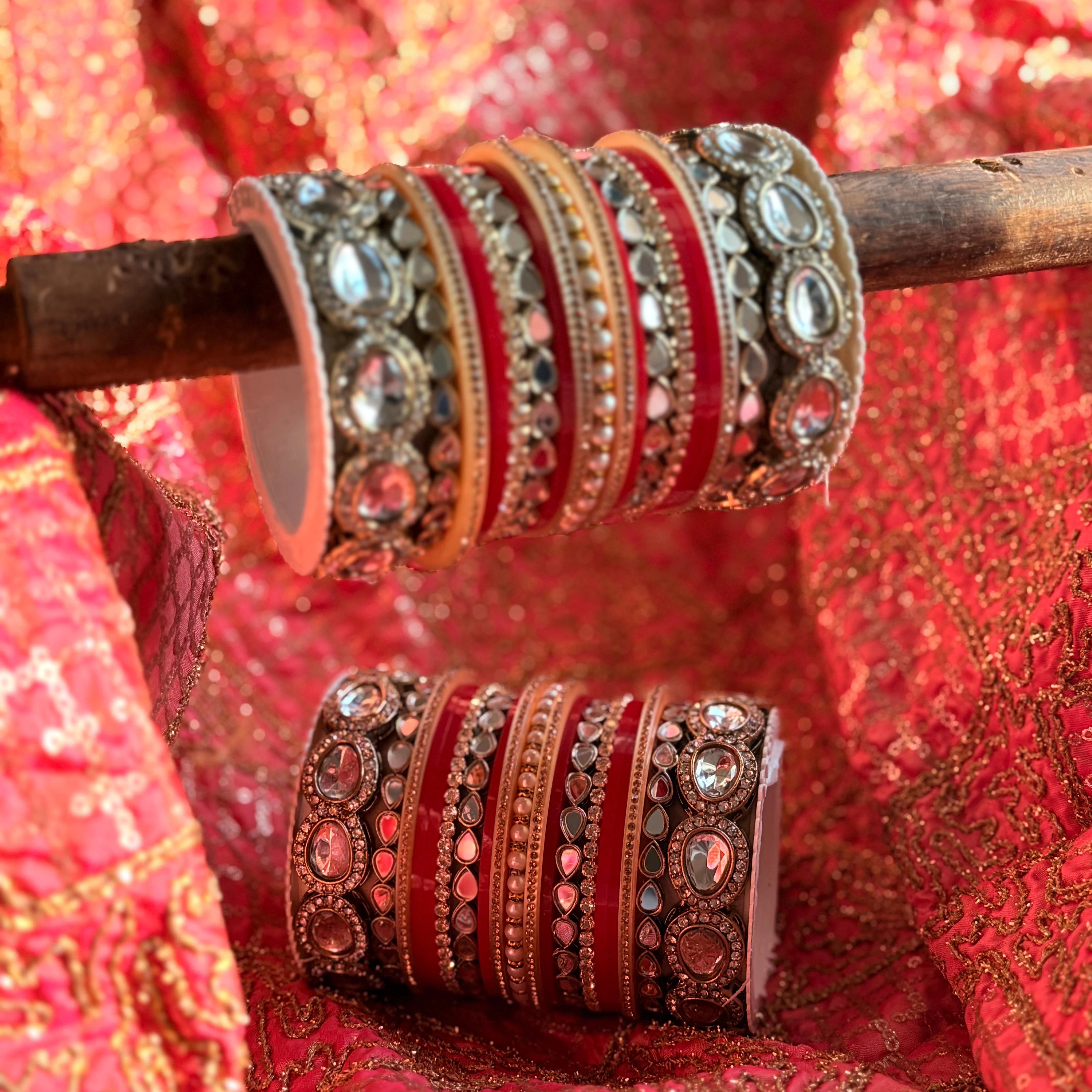 Bridal Chura with Ambi shaped Kundan Kada - Image 3