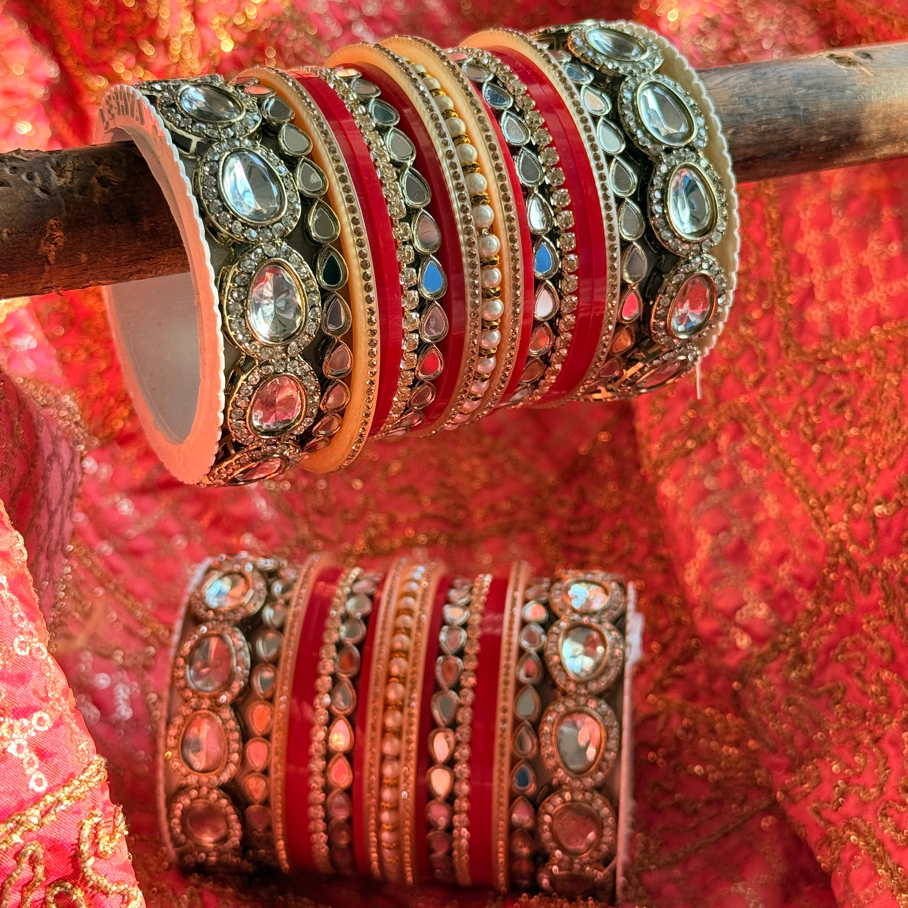 Bridal Chura with Ambi shaped Kundan Kada - Image 4