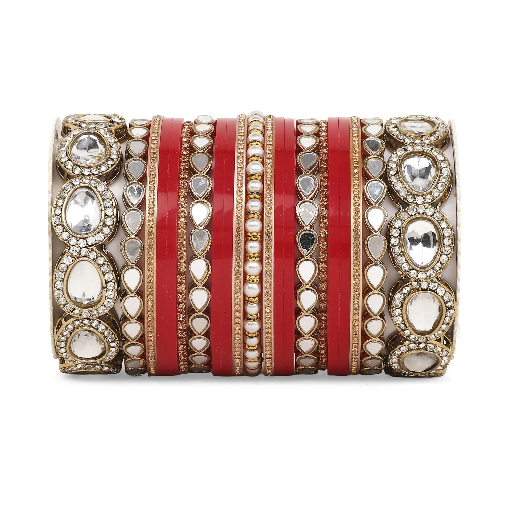 Bridal Chura with Ambi shaped Kundan Kada - Image 6