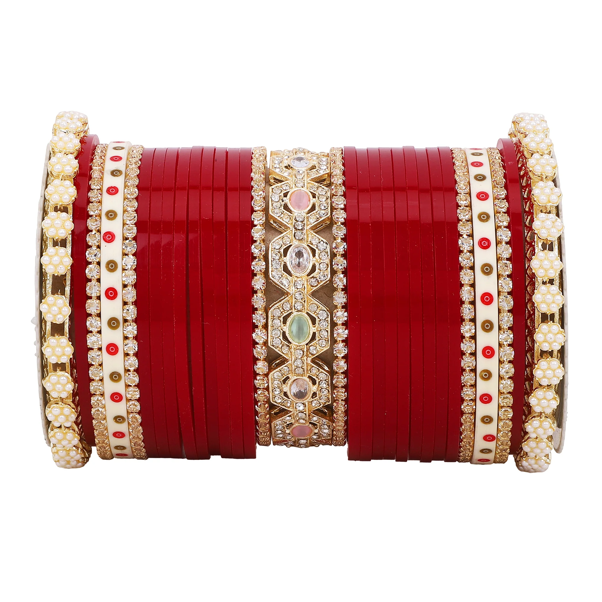 Bridal Chura with Pastel Colours and Pastel Kada - Image 11