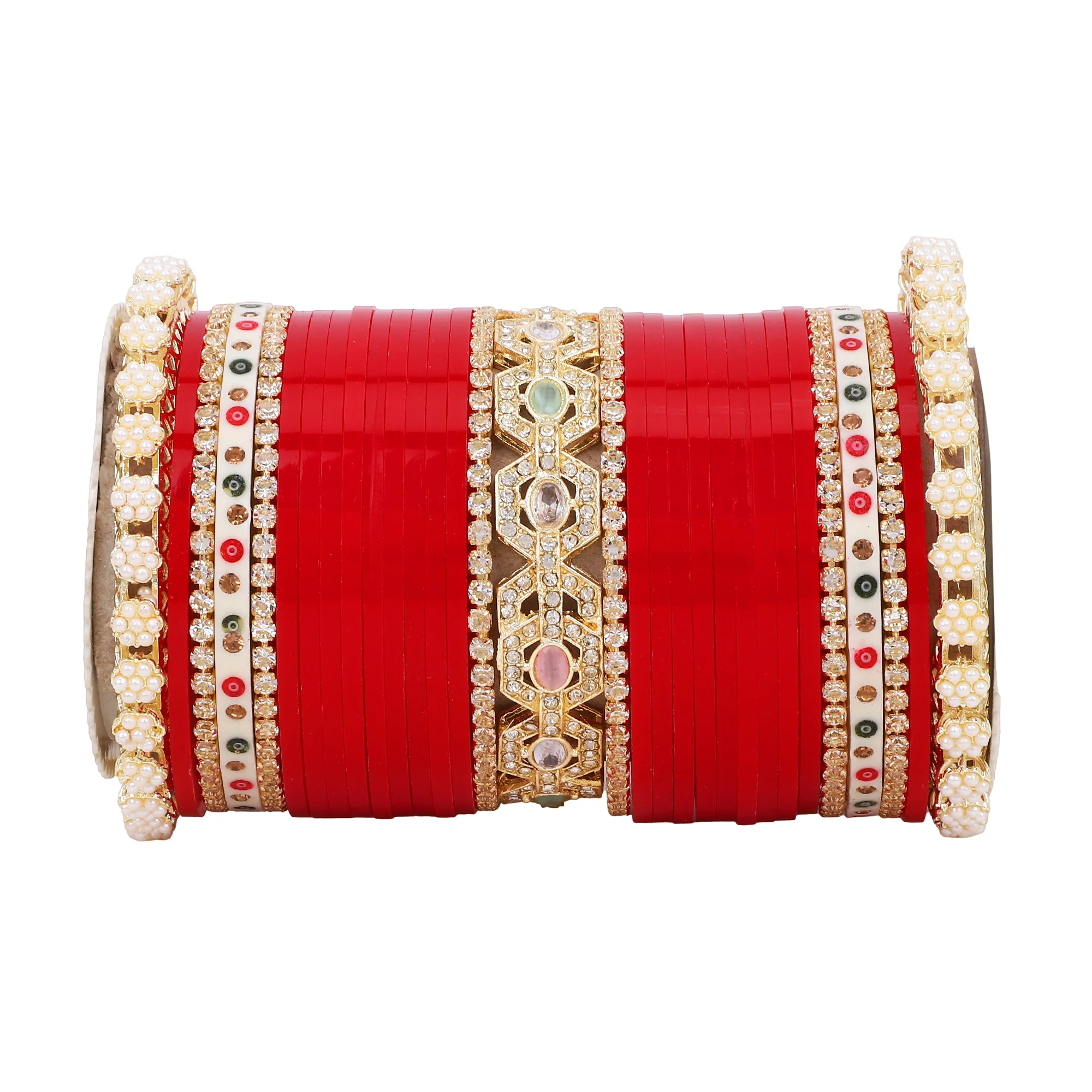 Bridal Chura with Pastel Colours and Pastel Kada - Image 15
