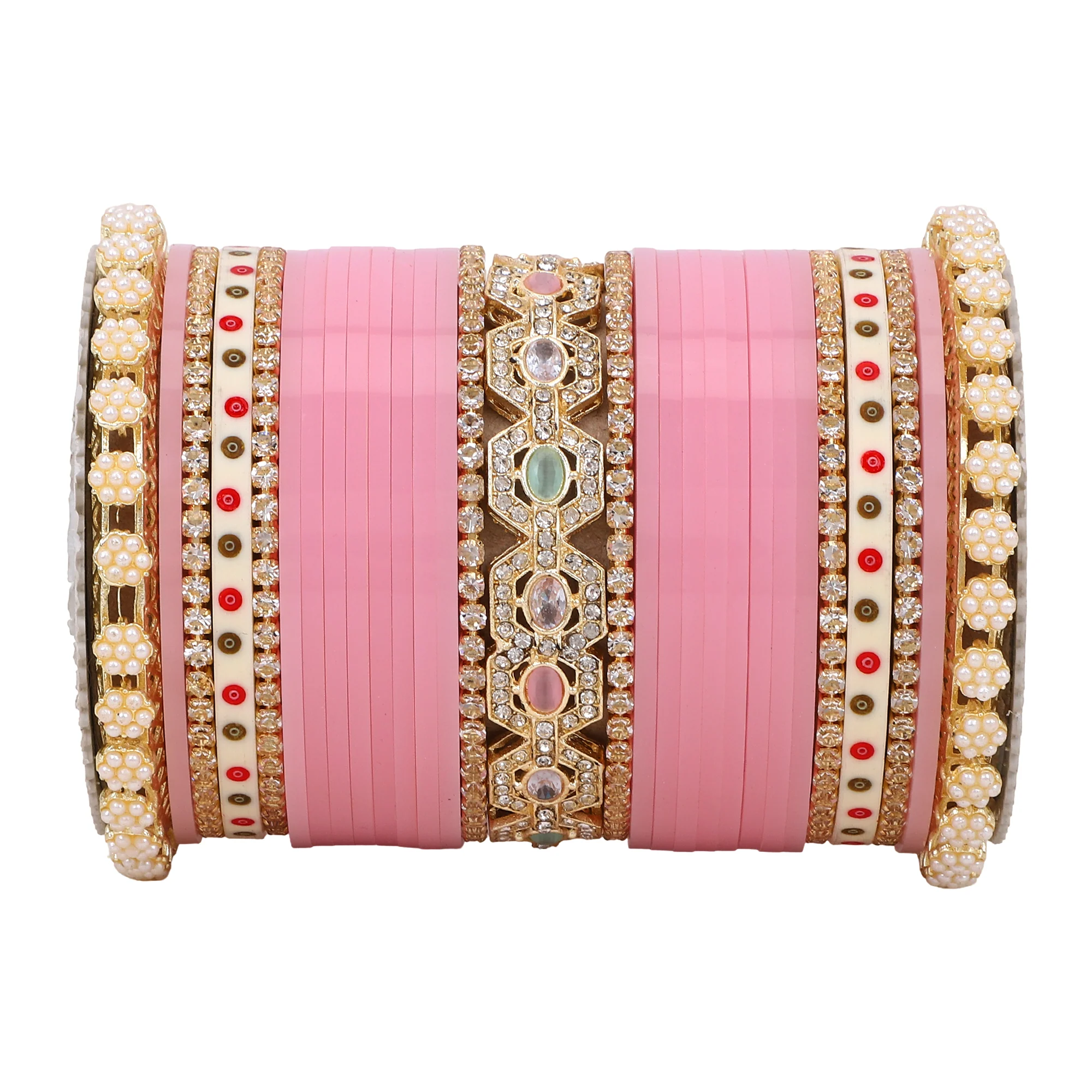 Bridal Chura with Pastel Colours and Pastel Kada - Image 5