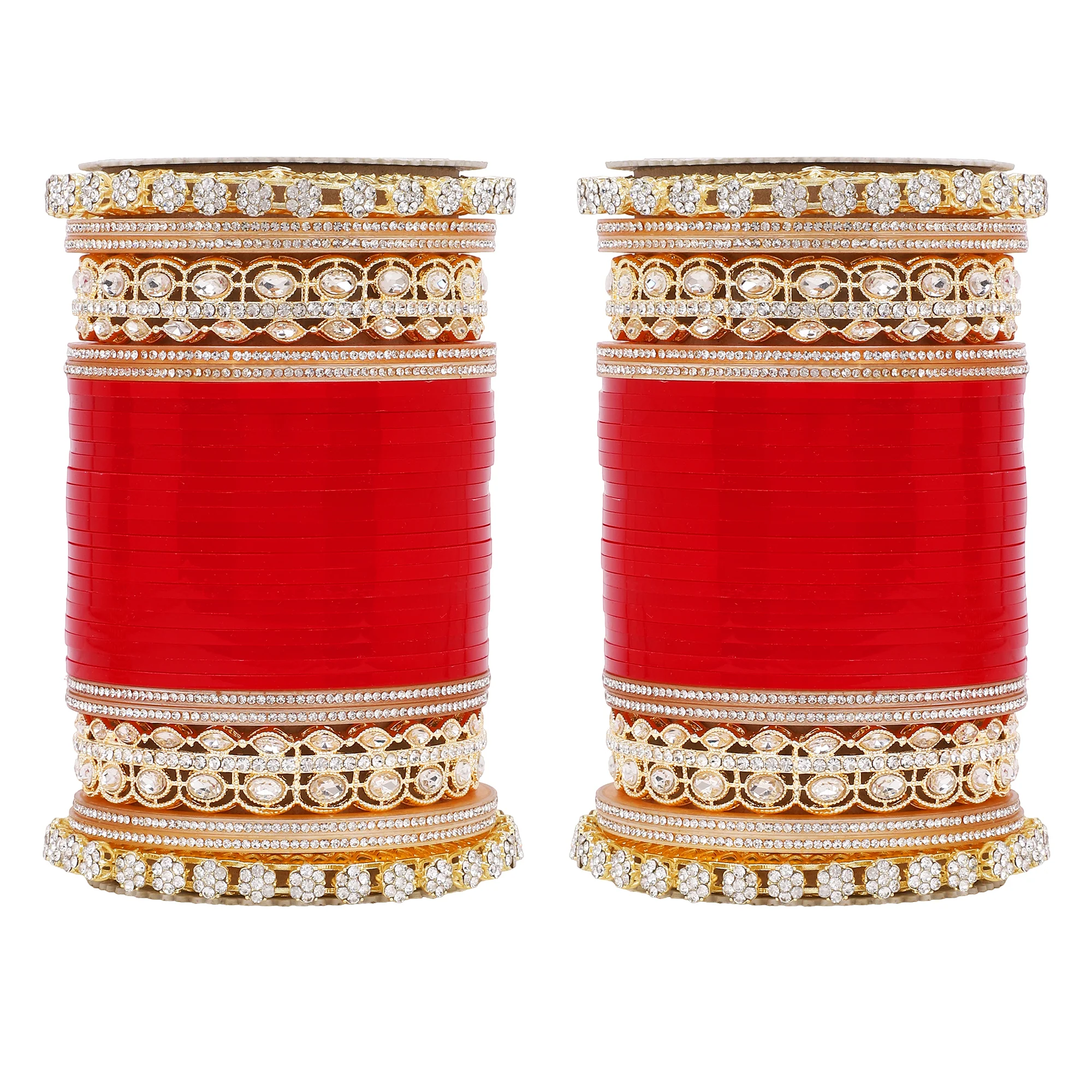 Bridal Chura with Rich Colours and Stone Pacheli Kada - Image 10