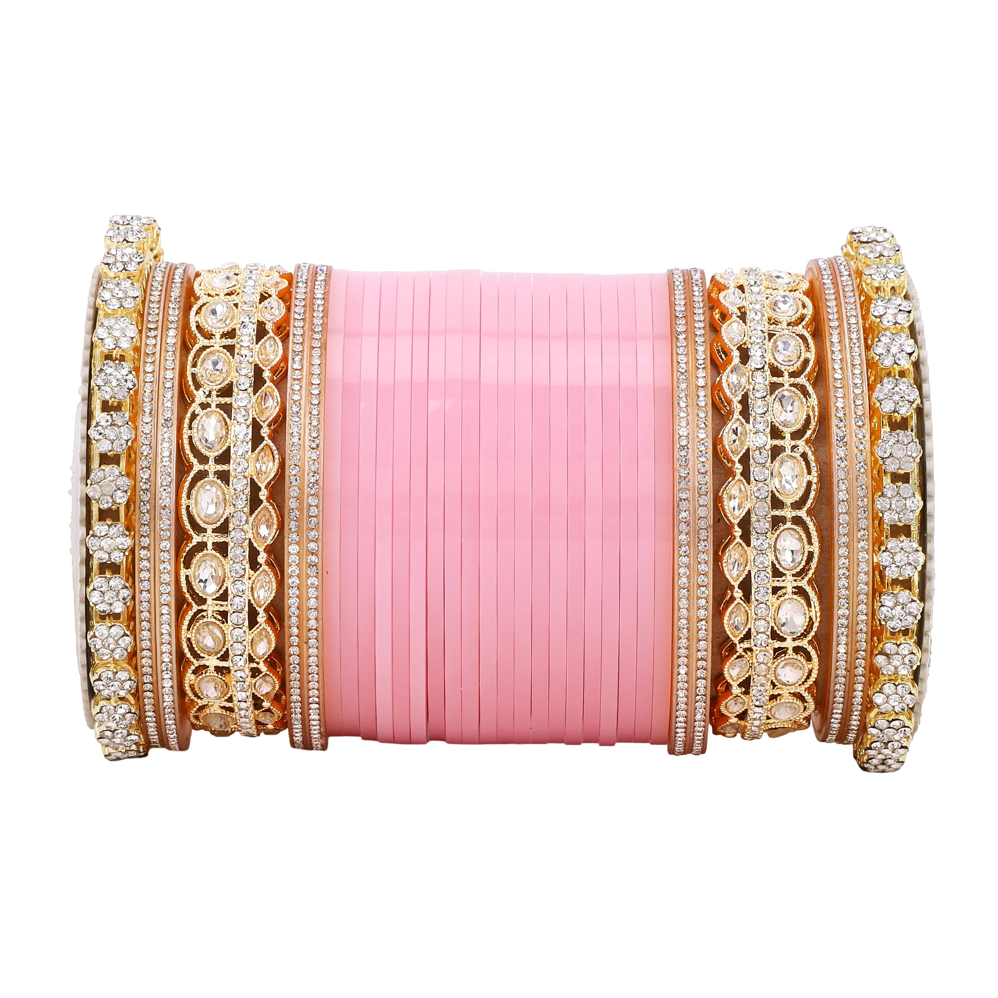 Bridal Chura with Rich Colours and Stone Pacheli Kada - Image 5