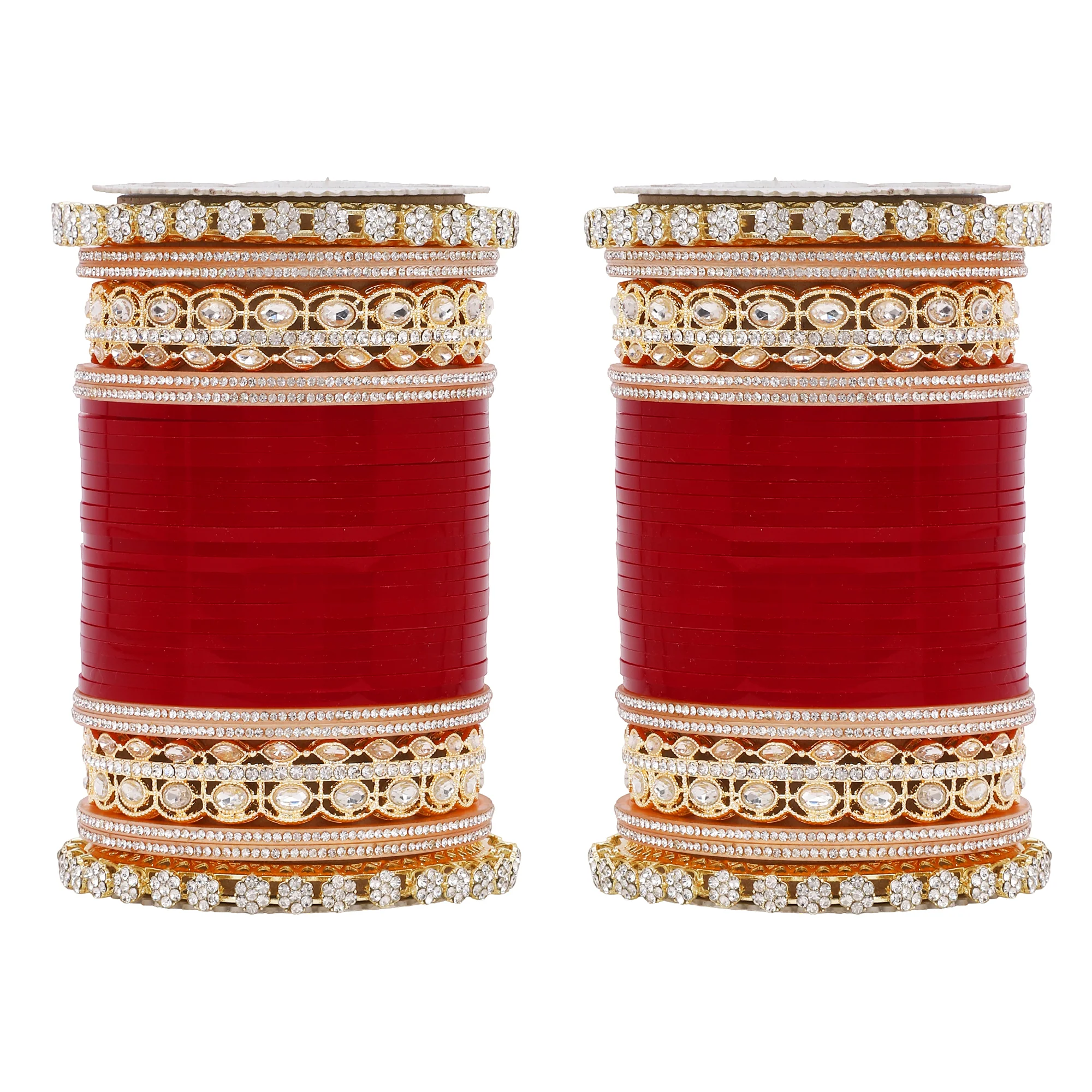 Bridal Chura with Rich Colours and Stone Pacheli Kada - Image 6