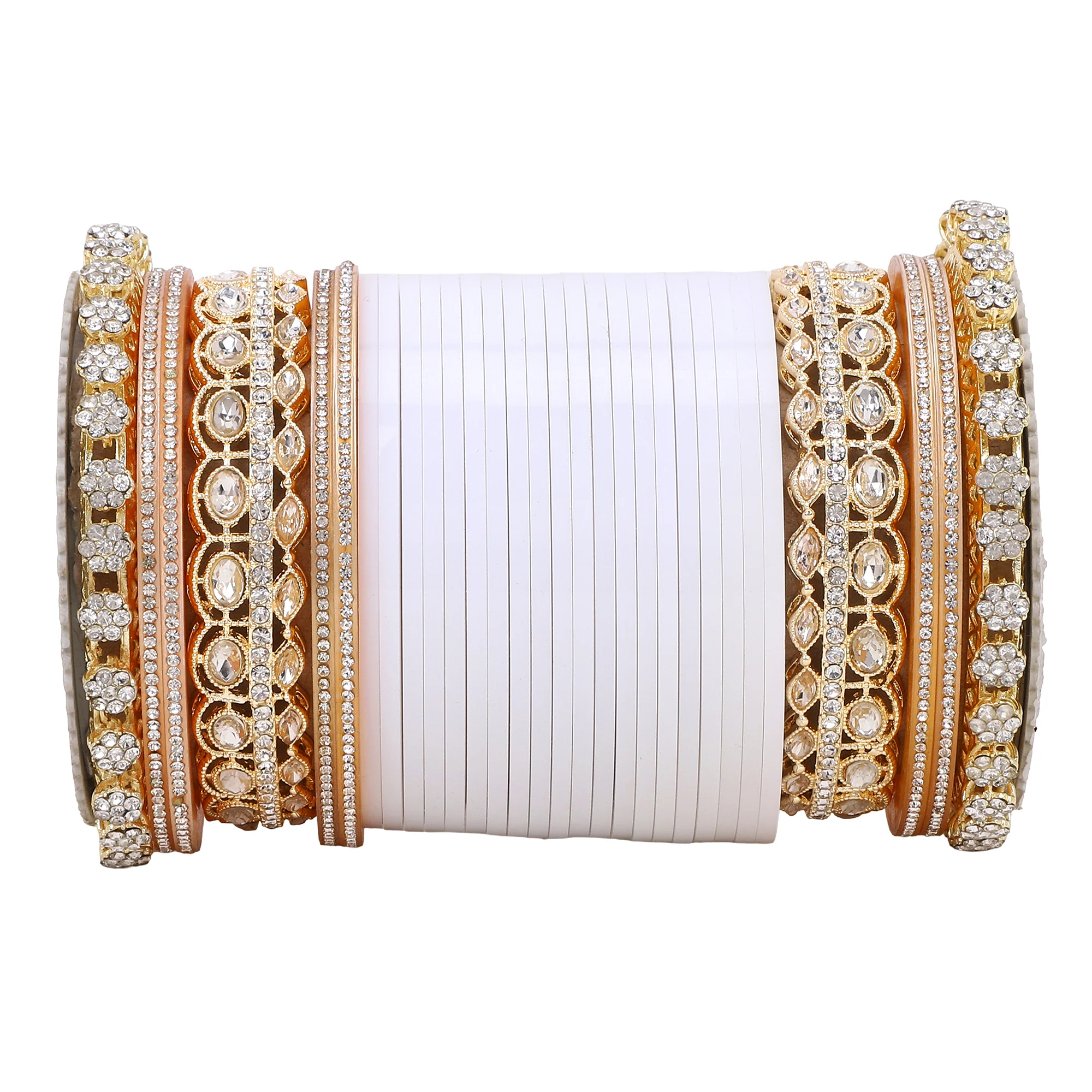 Bridal Chura with Rich Colours and Stone Pacheli Kada - Image 9