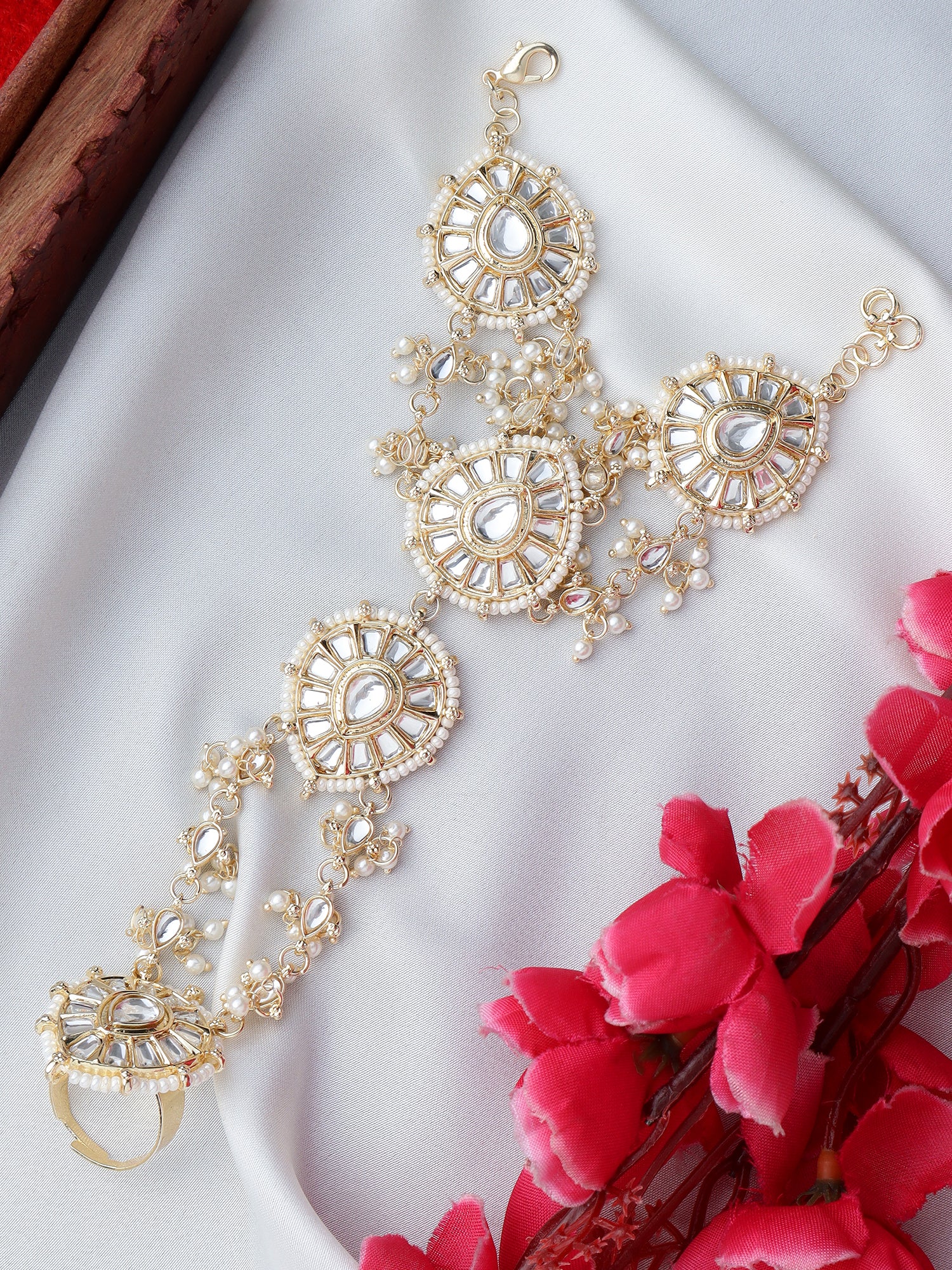 Bridal Hand Harness with Kundan Stones by Leshya - Image 10