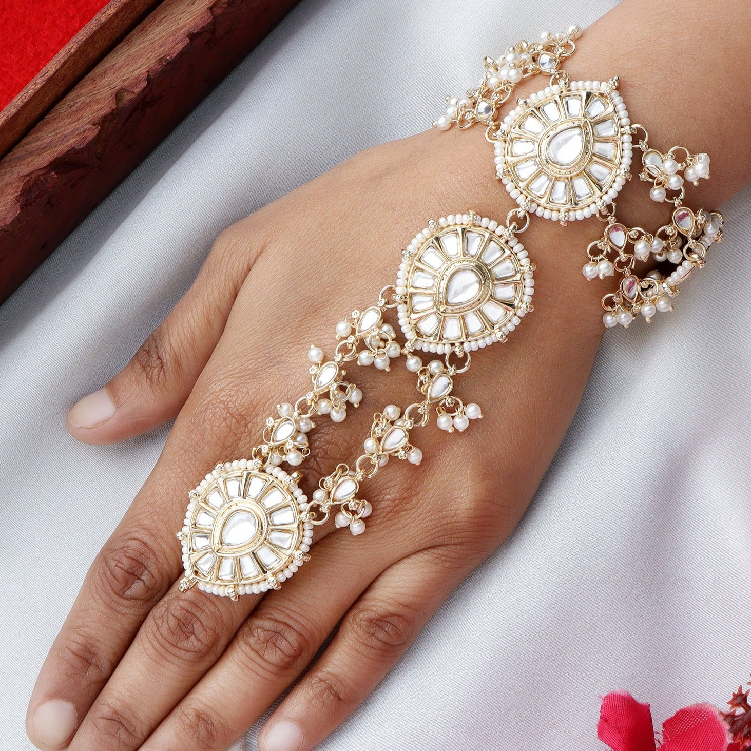 Bridal Hand Harness with Kundan Stones by Leshya - Image 3