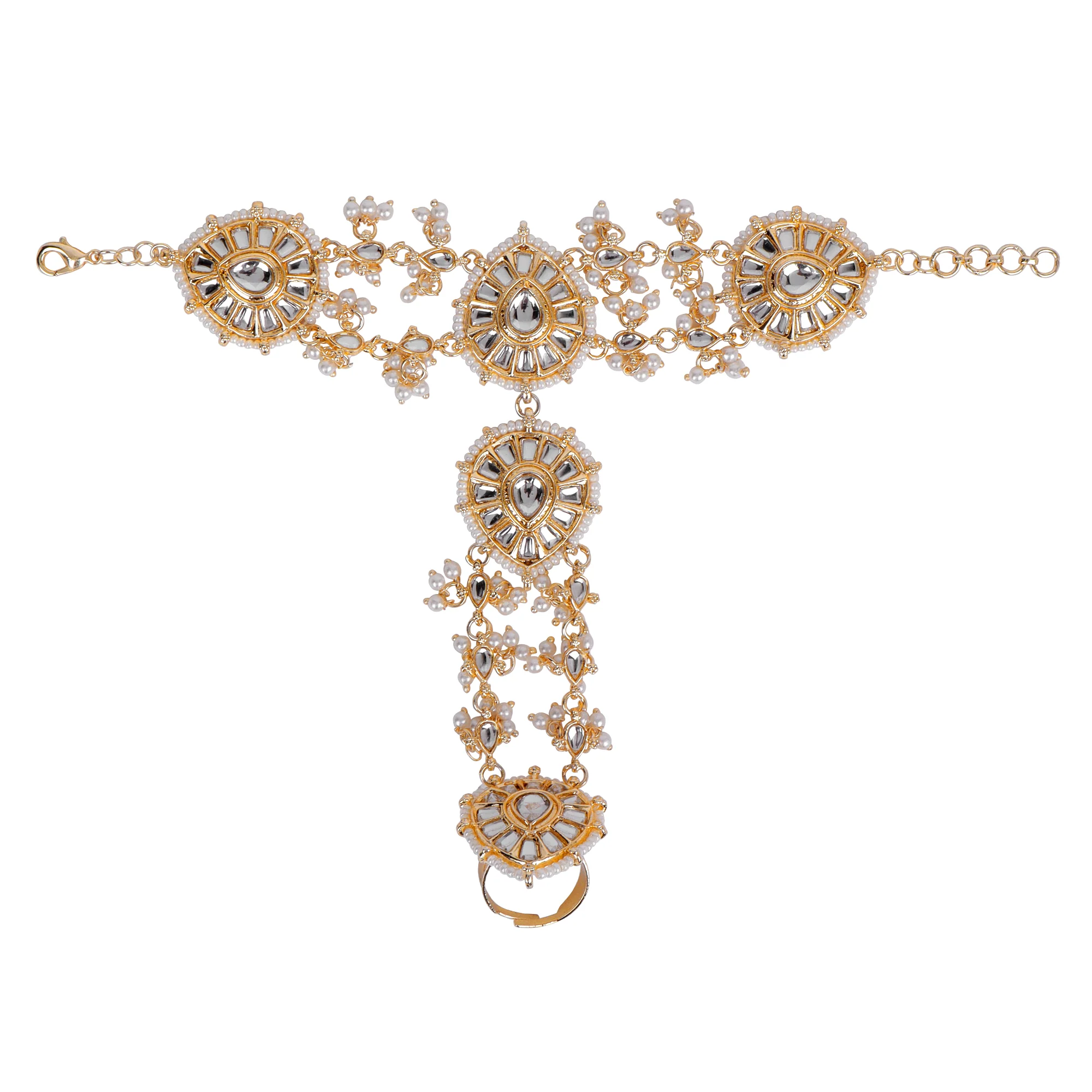 Bridal Hand Harness with Kundan Stones by Leshya - Image 4