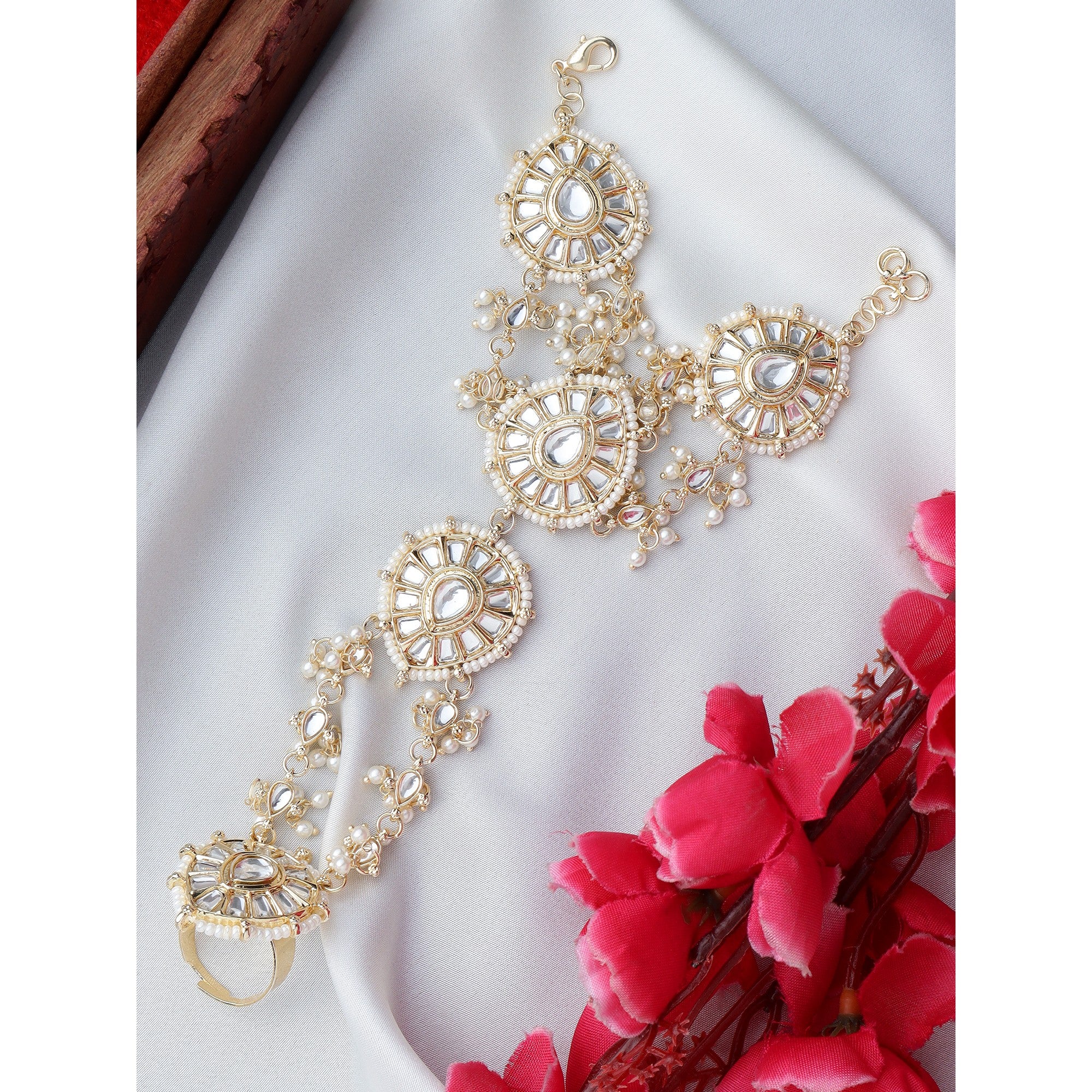 Bridal Hand Harness with Kundan Stones by Leshya - Image 4