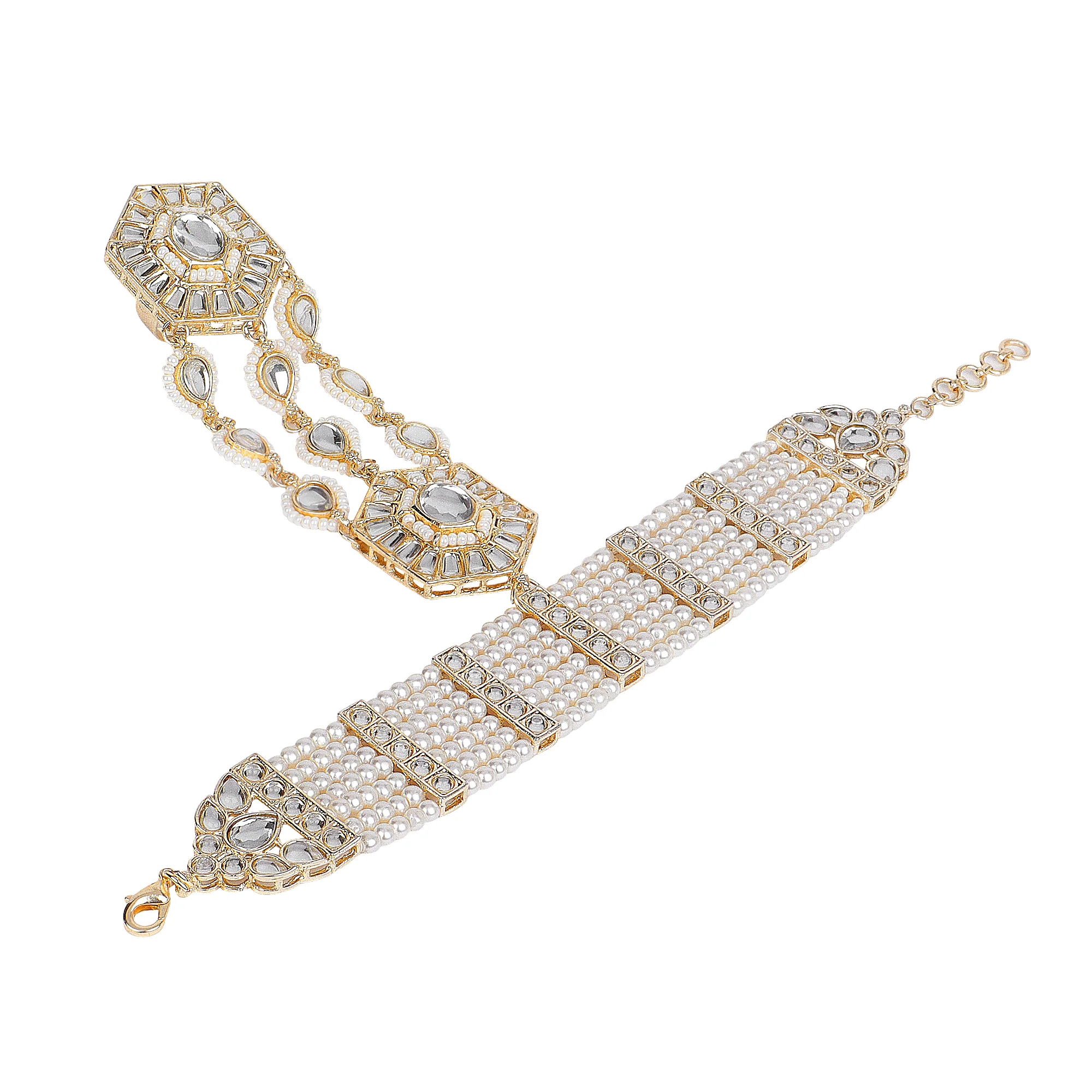 Bridal Hand Harness with Kundan Stones by Leshya - Image 6