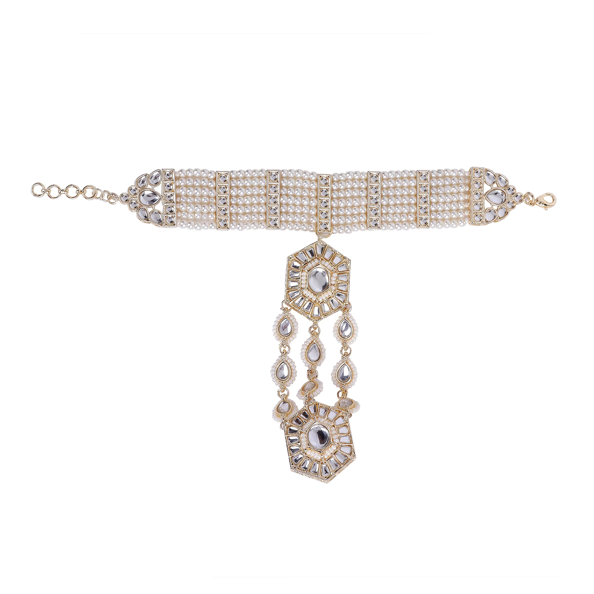 Bridal Hand Harness with Kundan Stones by Leshya - Image 7