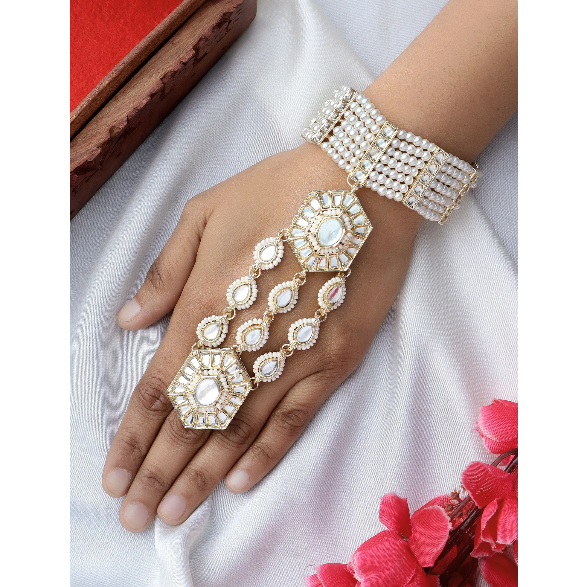 Bridal Hand Harness with Kundan Stones by Leshya - Image 8