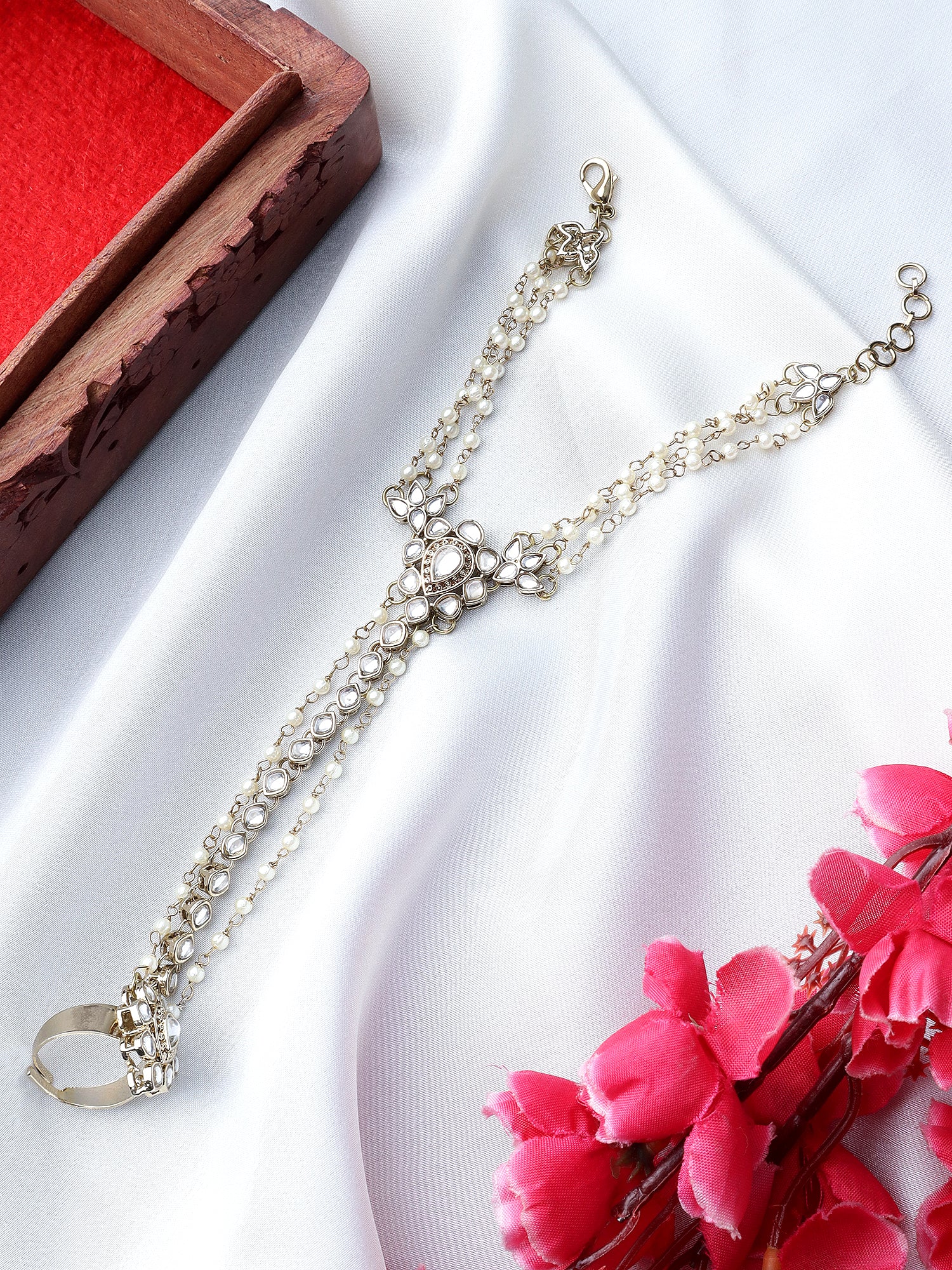 Bridal Hand Harness with Kundan Stones by Leshya - Image 9