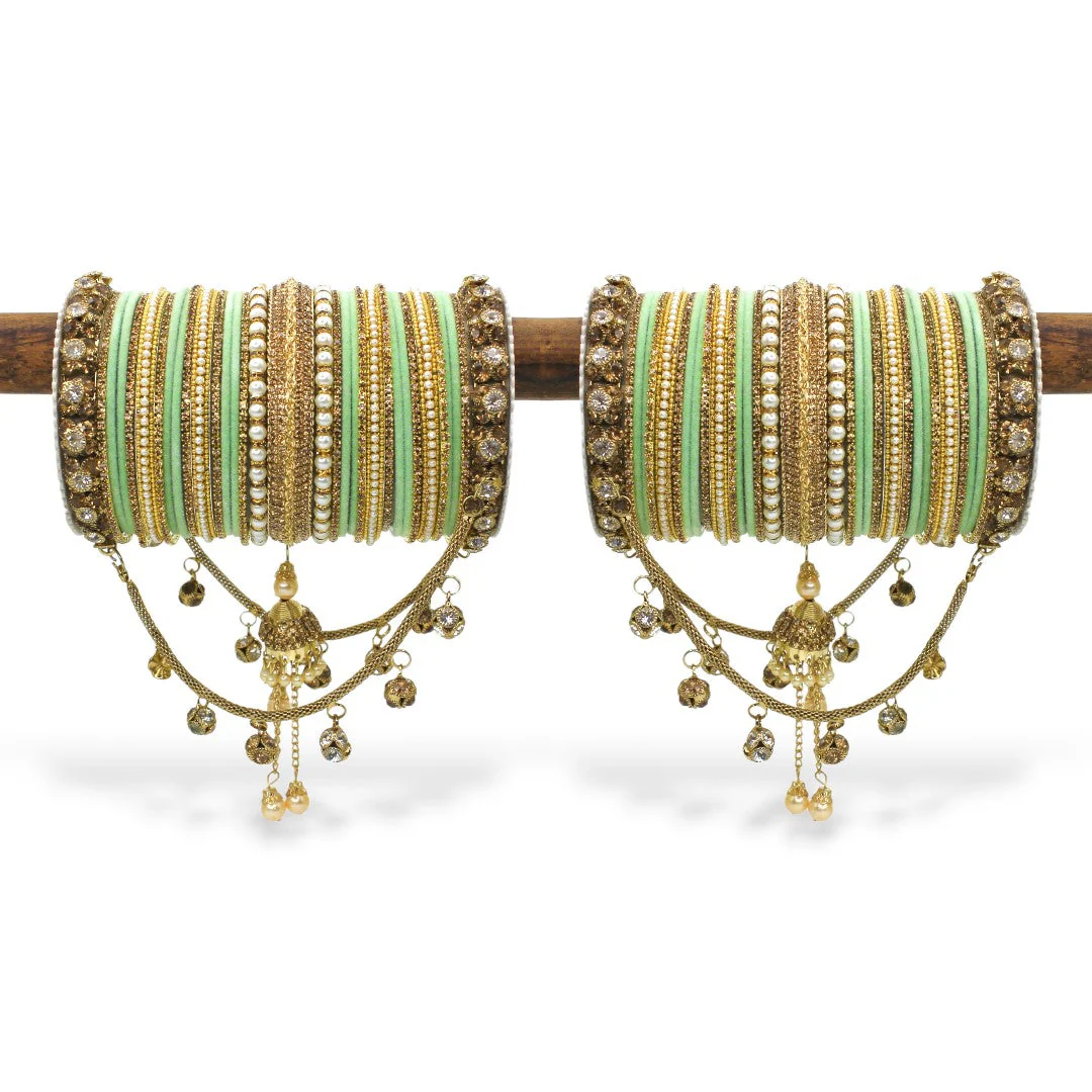 Bridal Jhoola Style Bangle set for two hands by Leshya - Image 18