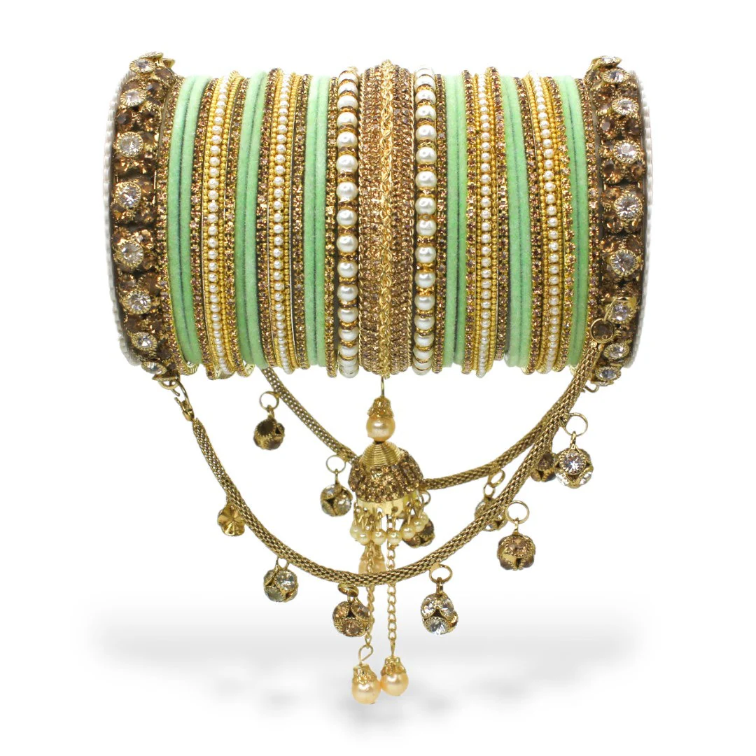 Bridal Jhoola Style Bangle set for two hands by Leshya - Image 15